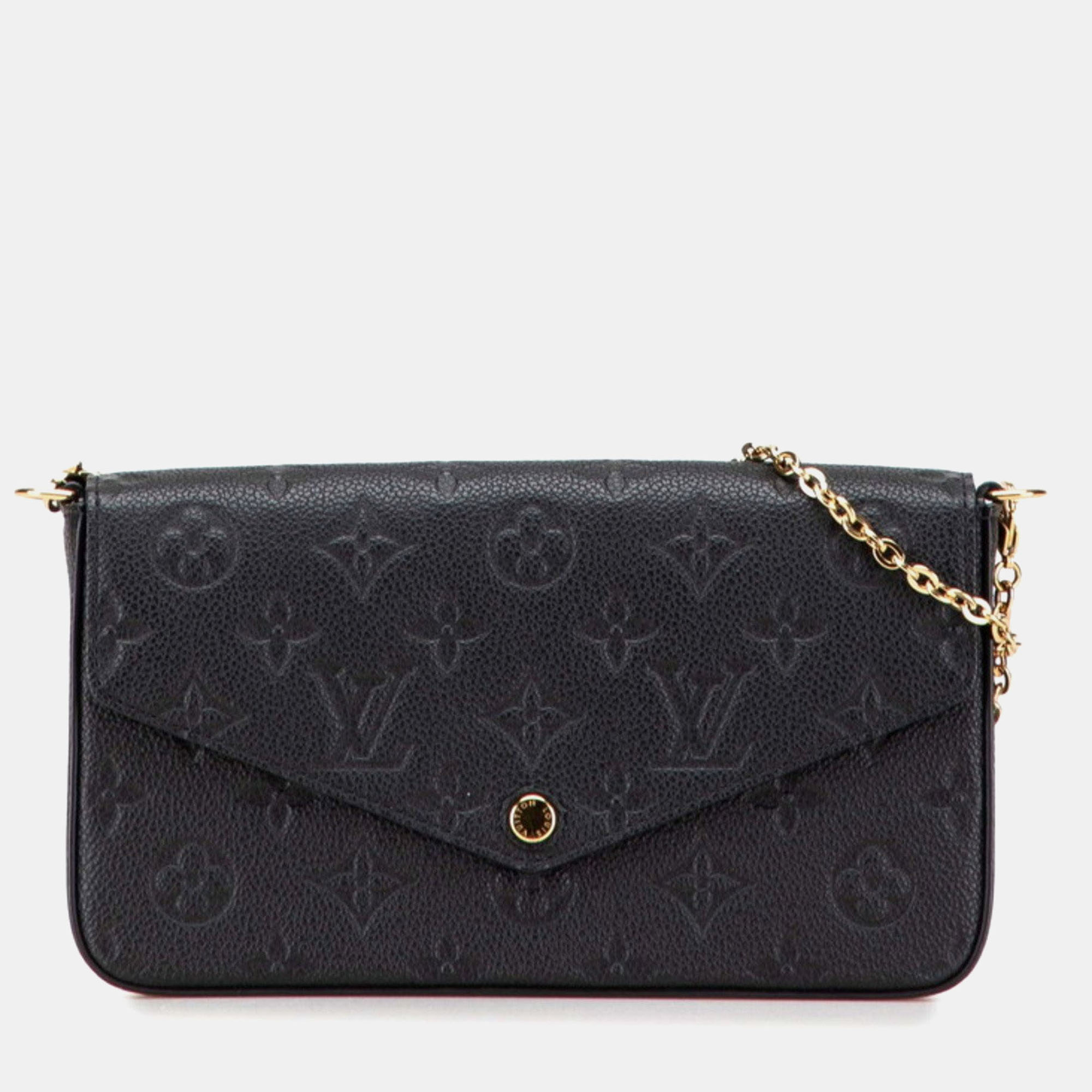 

Louis Vuitton Monogram Empreinte Pochette Felicie Chain Shoulder Bag Noir Black Leather
