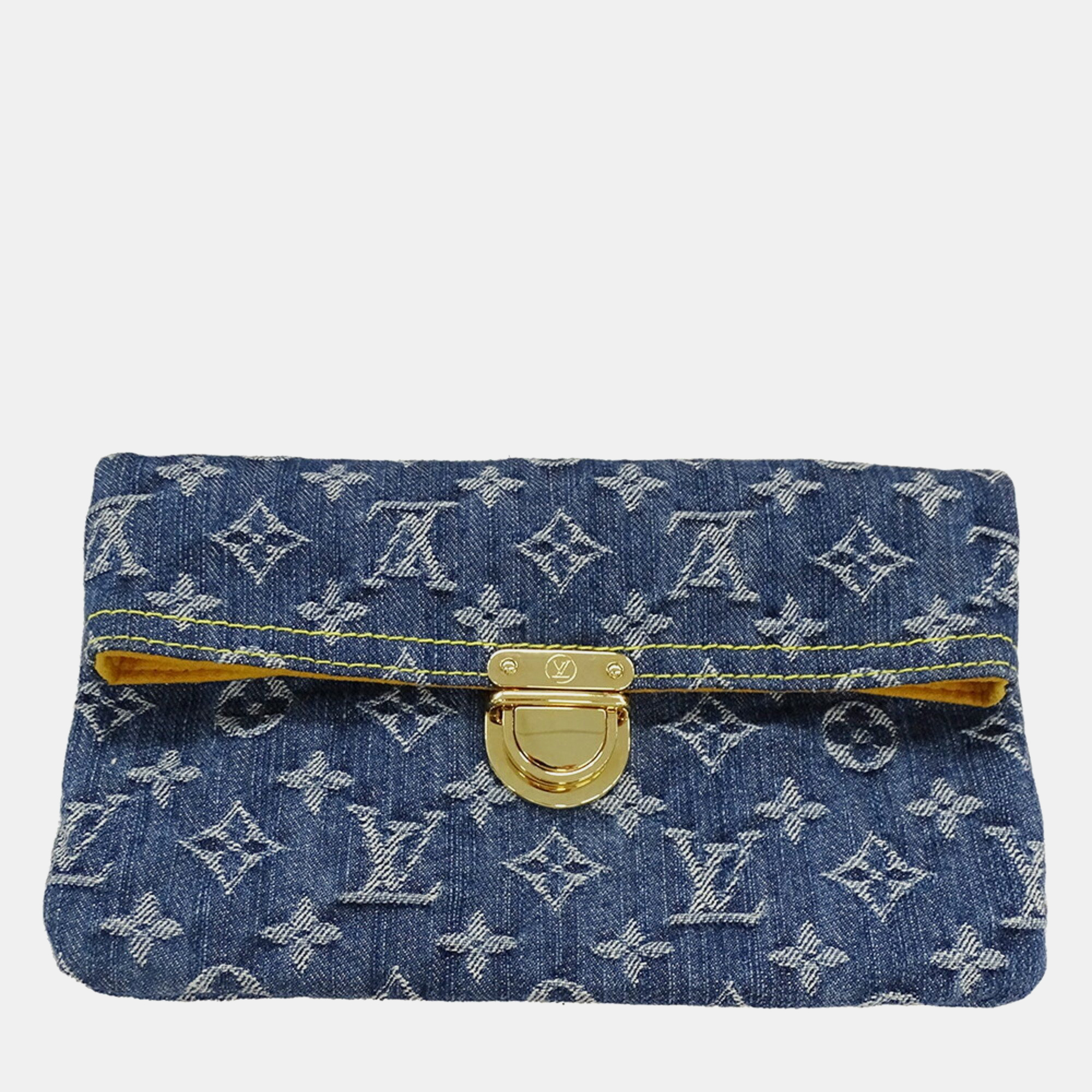 Pre-owned Louis Vuitton Monogram Denim Clutch Bag Blue