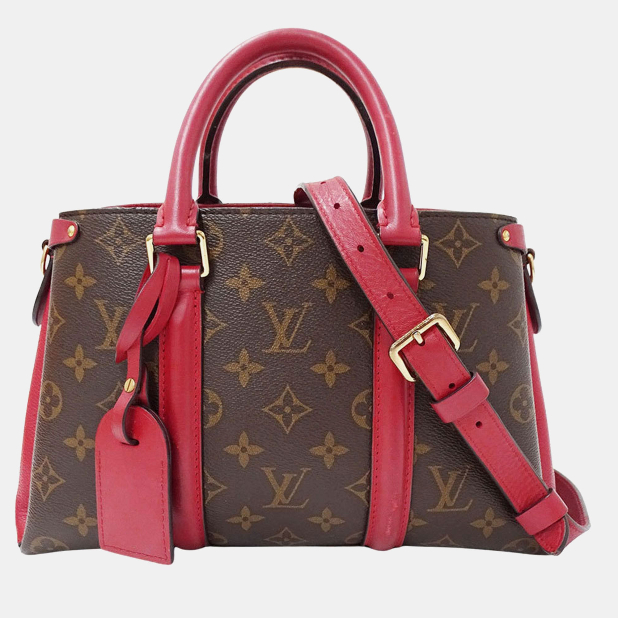 

Louis Vuitton Handbag/Shoulder Bag 2-Way Monogram Canvas Soufflot Cerise Red, Brown