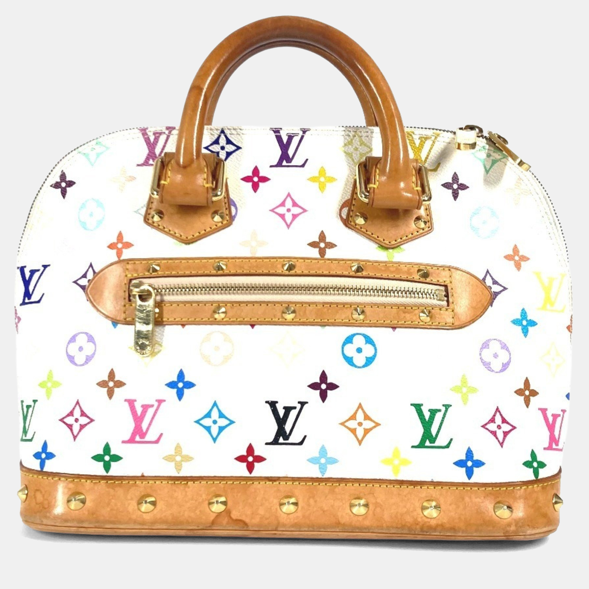 

Louis Vuitton Monogram Multicolore Alma Tote Bag With Studs Canvas Blanc White, Multicolor