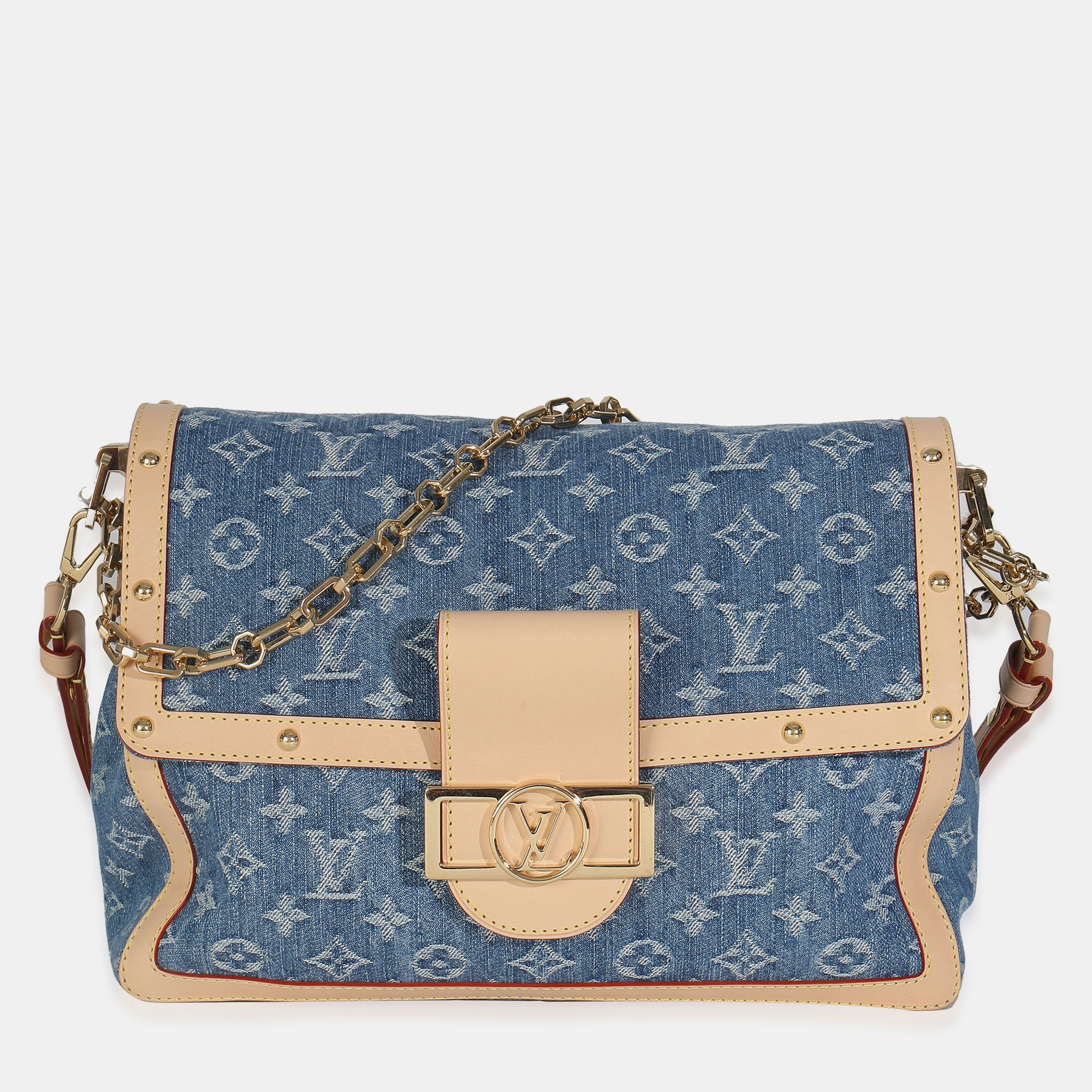 Pre-owned Louis Vuitton Blue Monogram Denim Dauphine Soft Gm