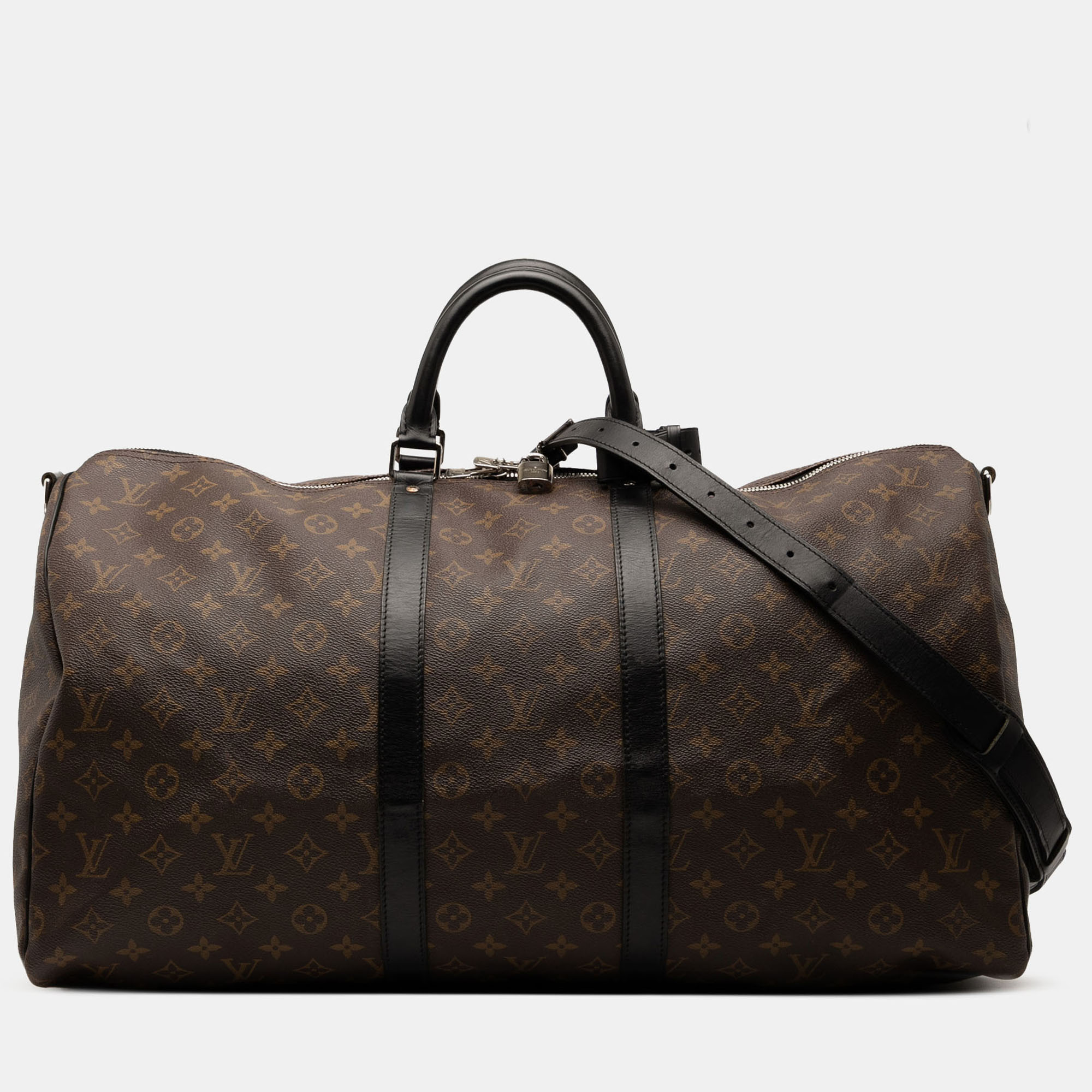 

Louis Vuitton Black/Brown Monogram Macassar Keepall Bandouliere 55