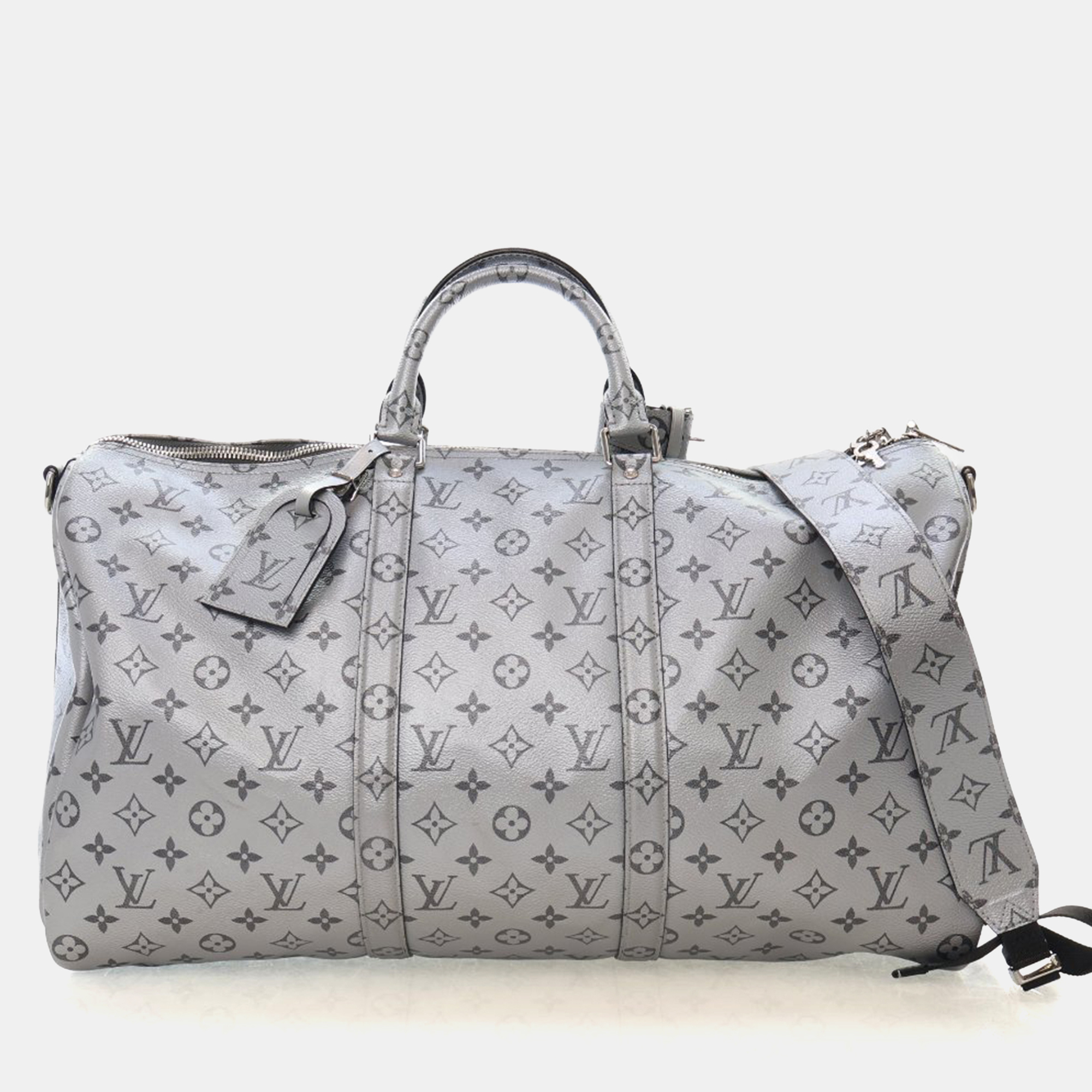 

Louis Vuitton Monogram Shadow Metallic Keepall Bandouliere 50, Grey