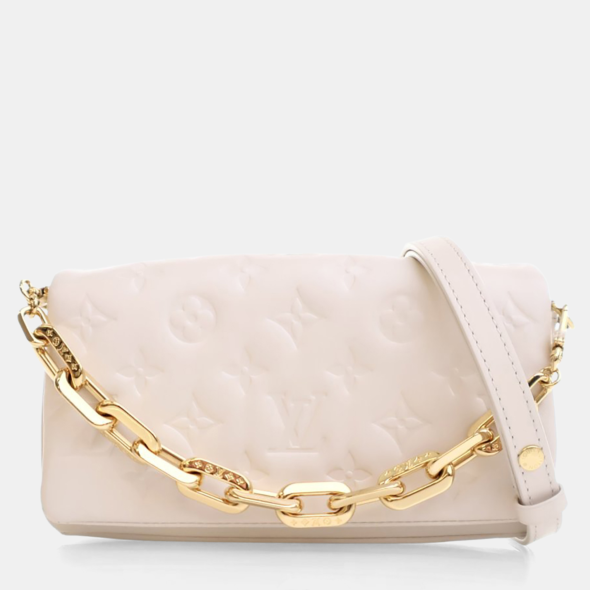 

Louis Vuitton White Monogram Lambskin Pochette Coussin