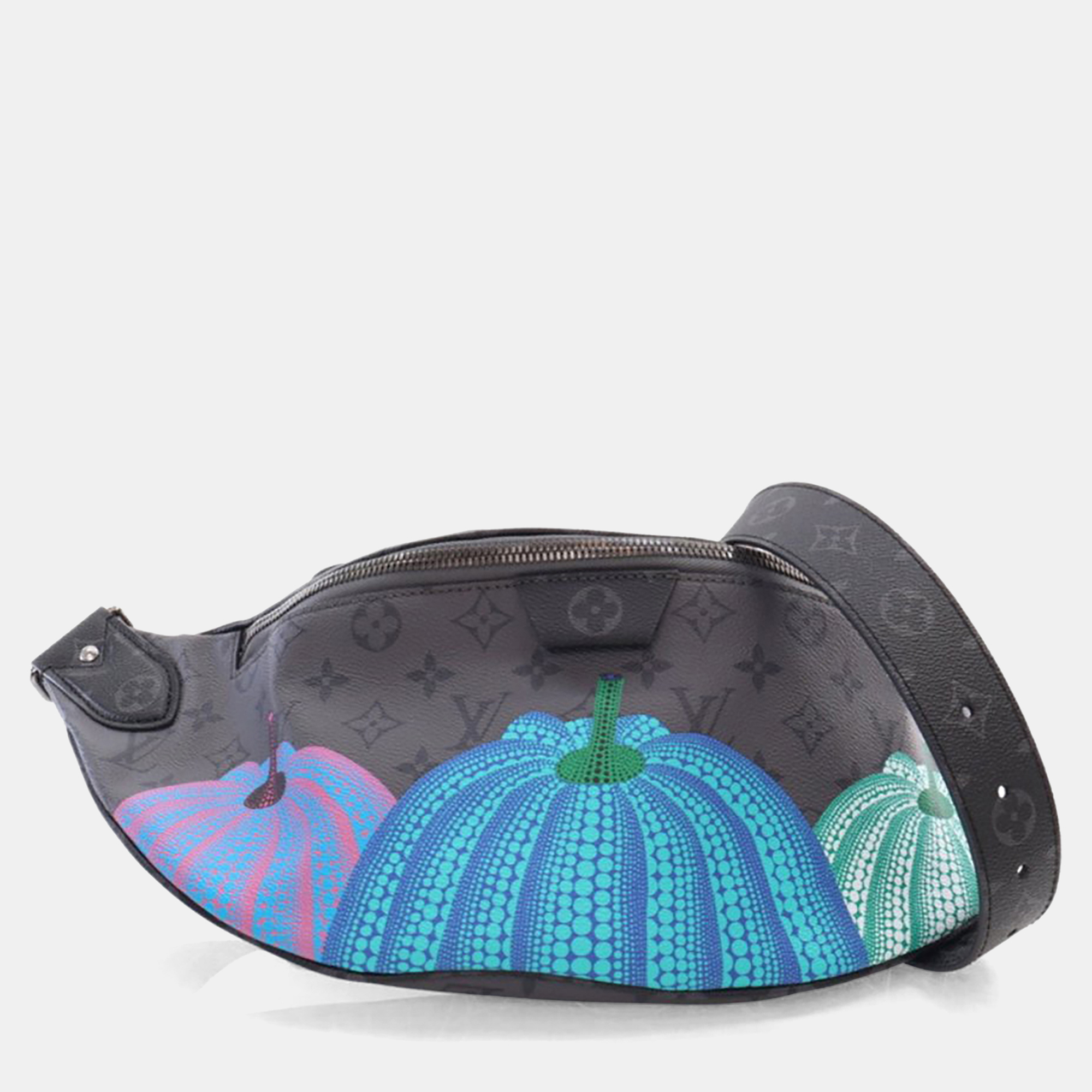 Pre-owned Louis Vuitton X Yayoi Kusama Reverse Monogram Eclipse Maxi Bumbag In Gray