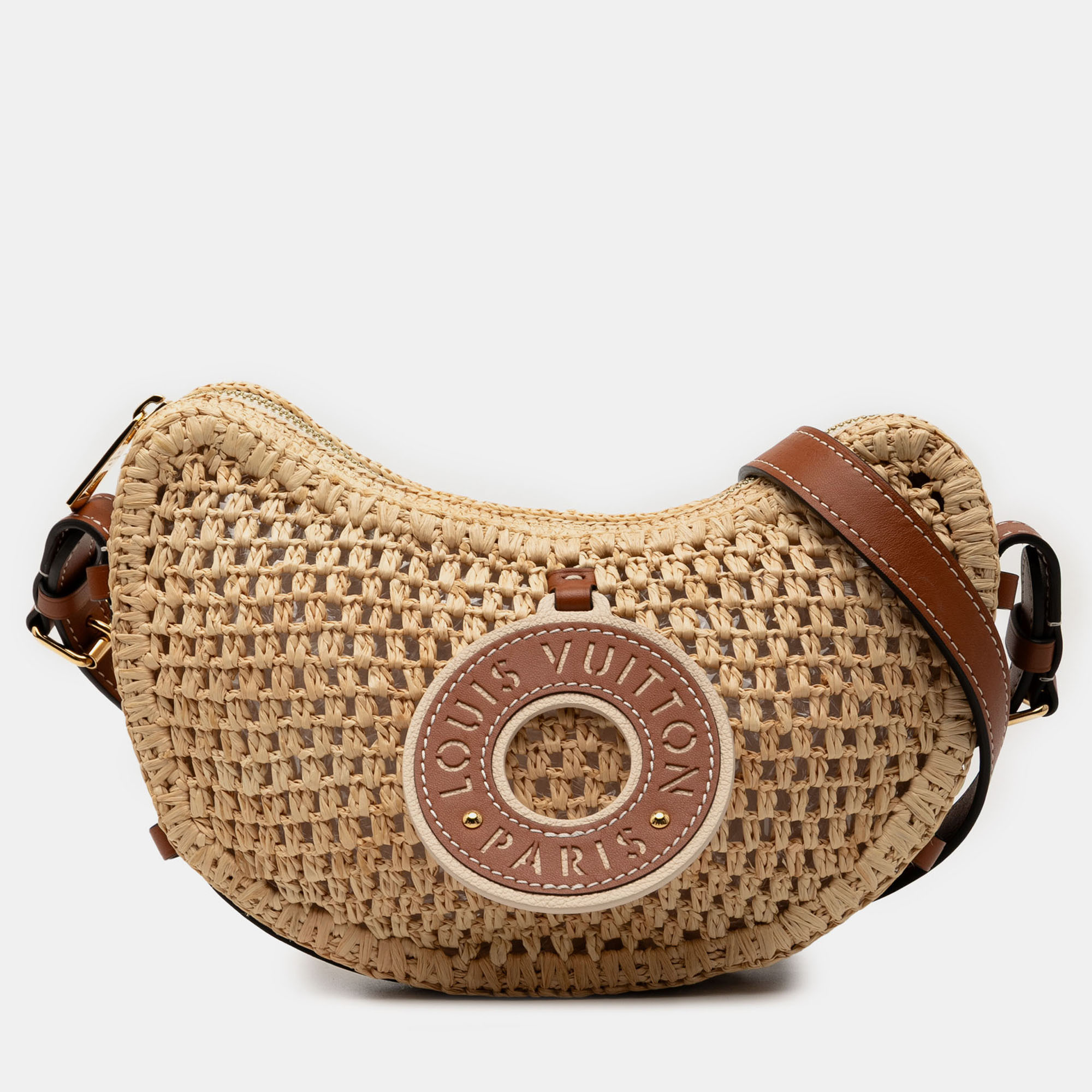 

Louis Vuitton Beige Brown Raffia By the Pool Croissant MM
