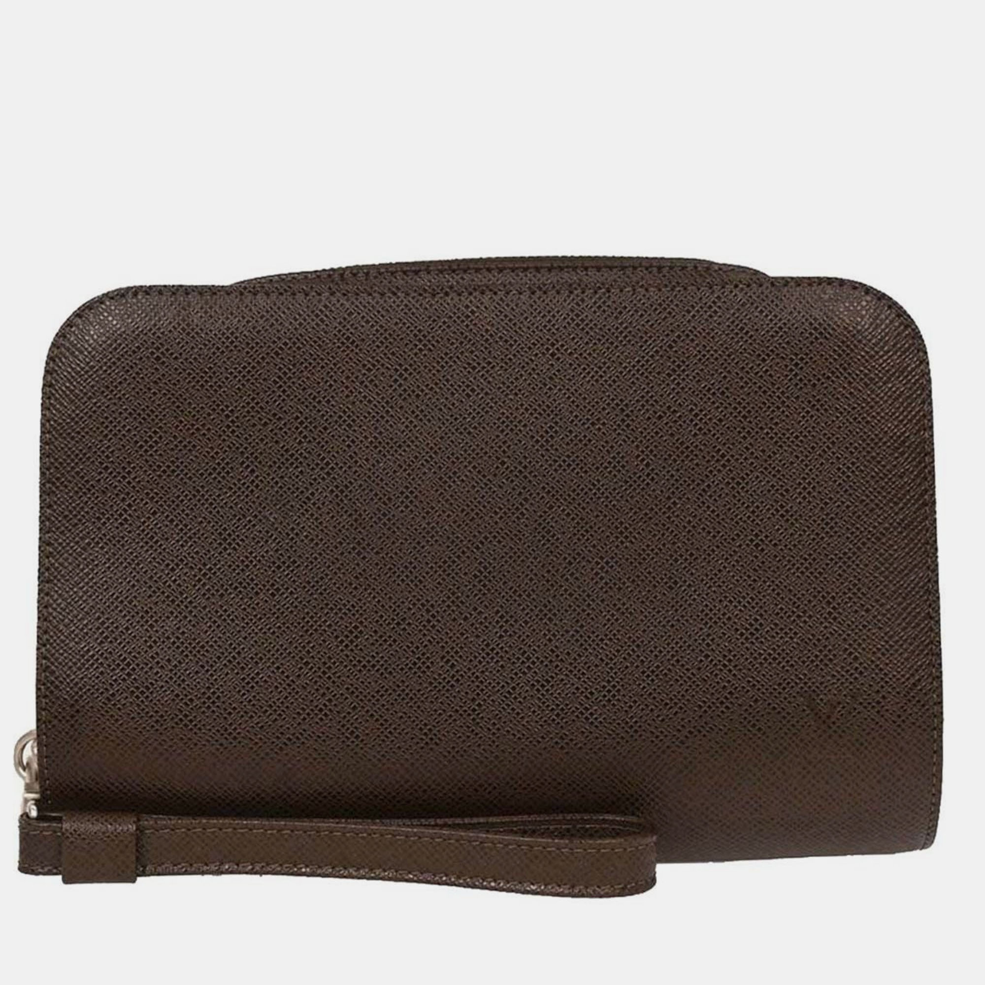 

Louis Vuitton Brown Taiga Baikal Clutch Handbag