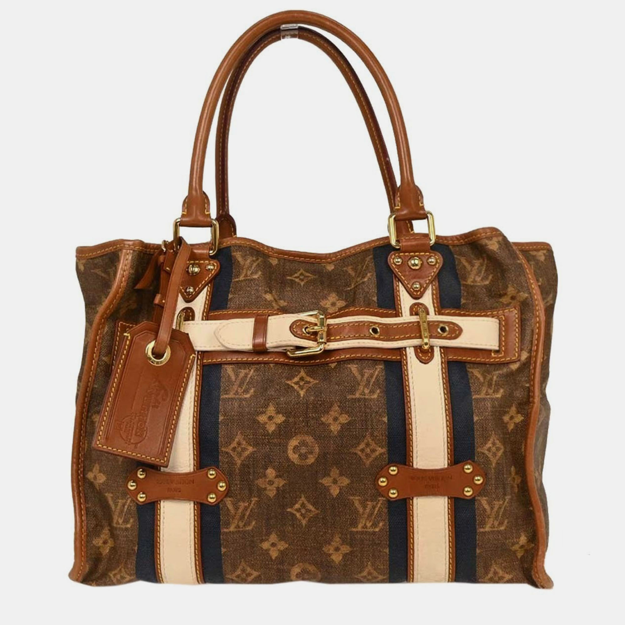 

Louis Vuitton Monogram Tisse Sac Rayures GM Tote Handbag, Brown