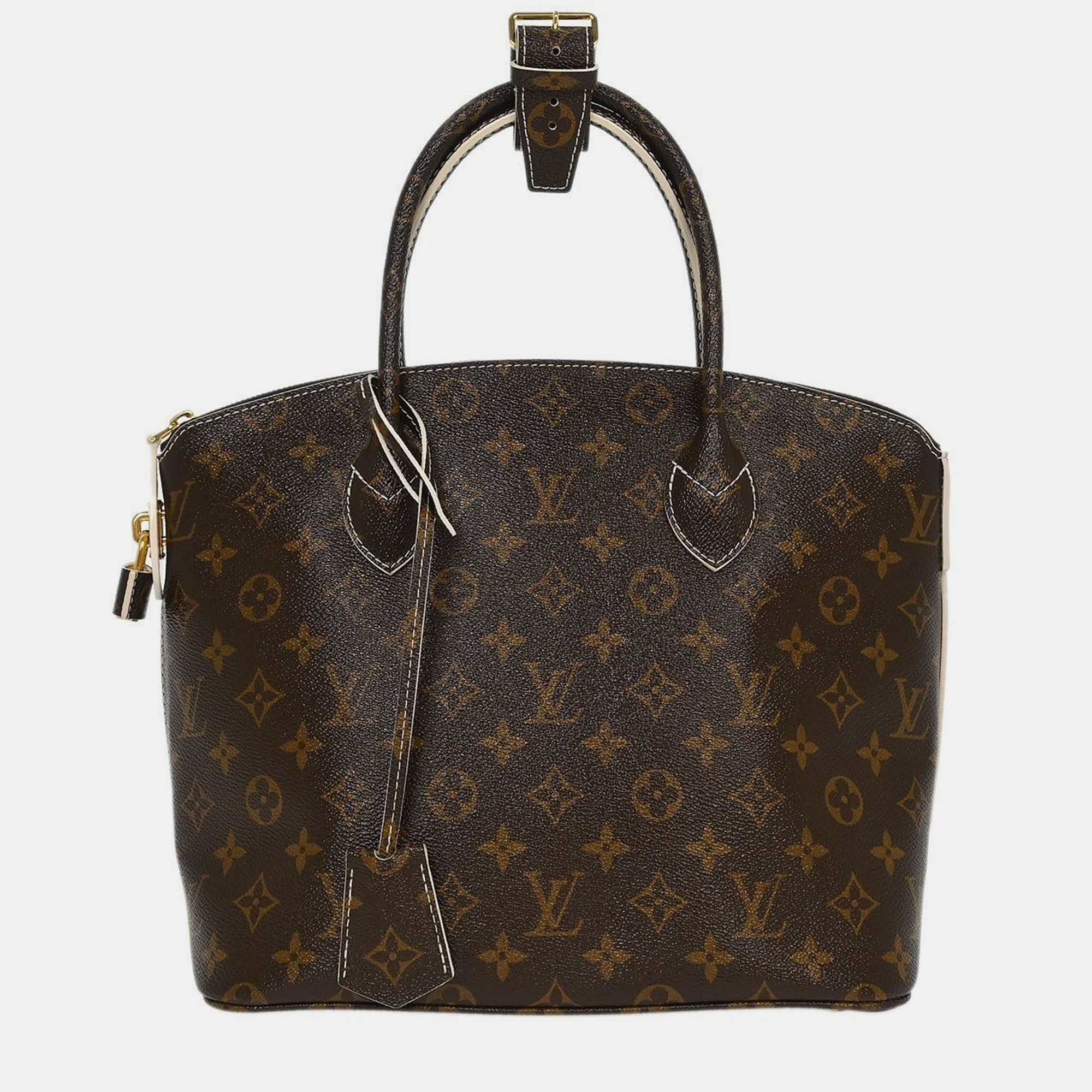

Louis Vuitton Shiny Monogram Lockit PM Handbag, Brown