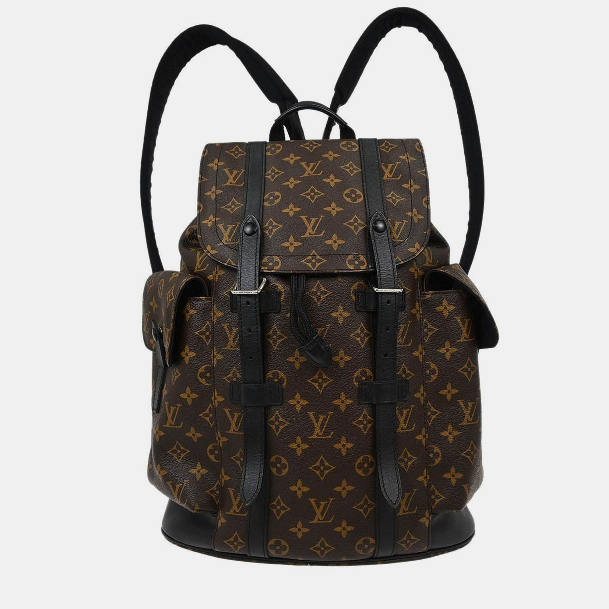 Pre-owned Louis Vuitton Monogram Macassar Christopher Pm Backpack In Black