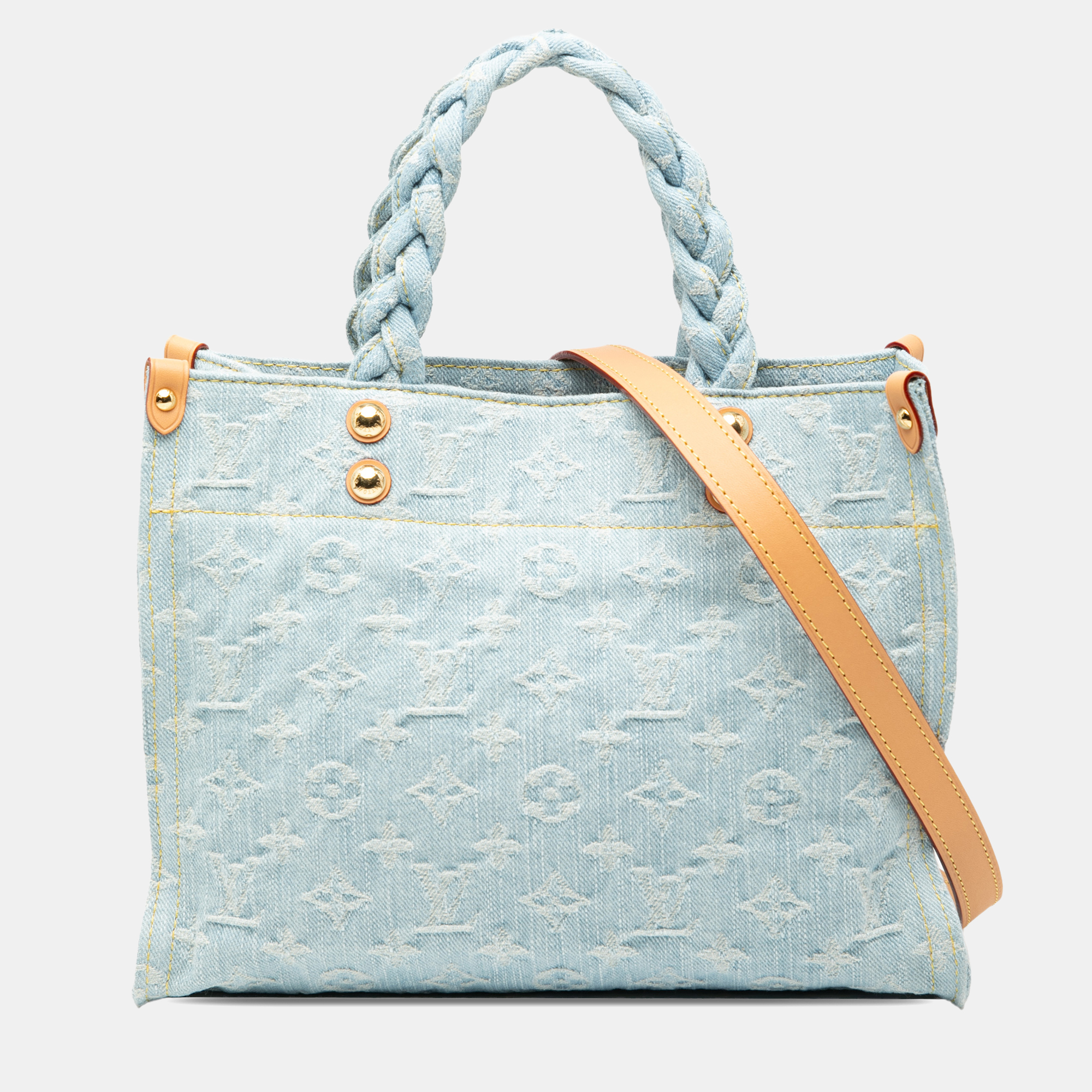 Pre-owned Louis Vuitton Blue Monogram Denim Let Go Pm