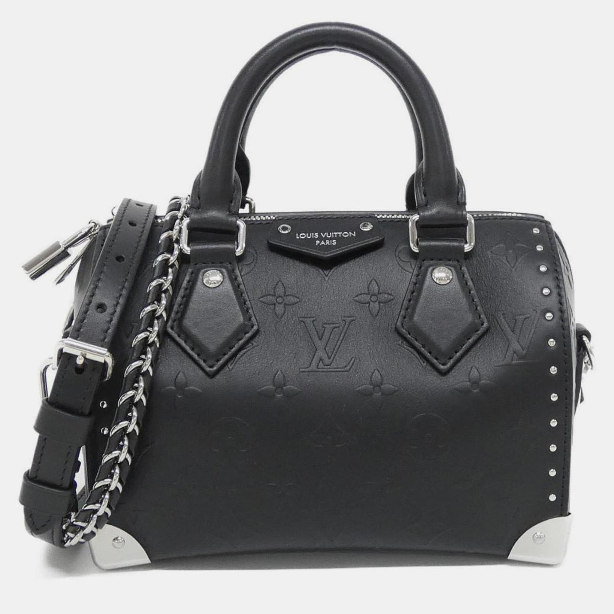 

Louis Vuitton Monogram Shadow Speedy Trunk  Boston Bag, Black