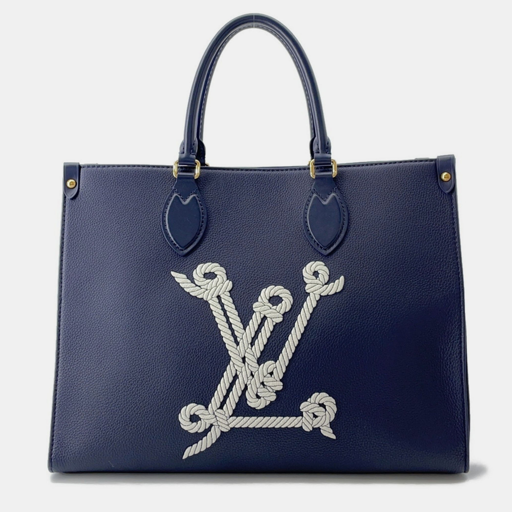 Click to view more detailed imagery on our partner's website Pre-owned Louis Vuitton Tote Bag Grained Calfskin Leather Sailor's Knot Nautical On-the-go Mm Shoulder Bag In Blue