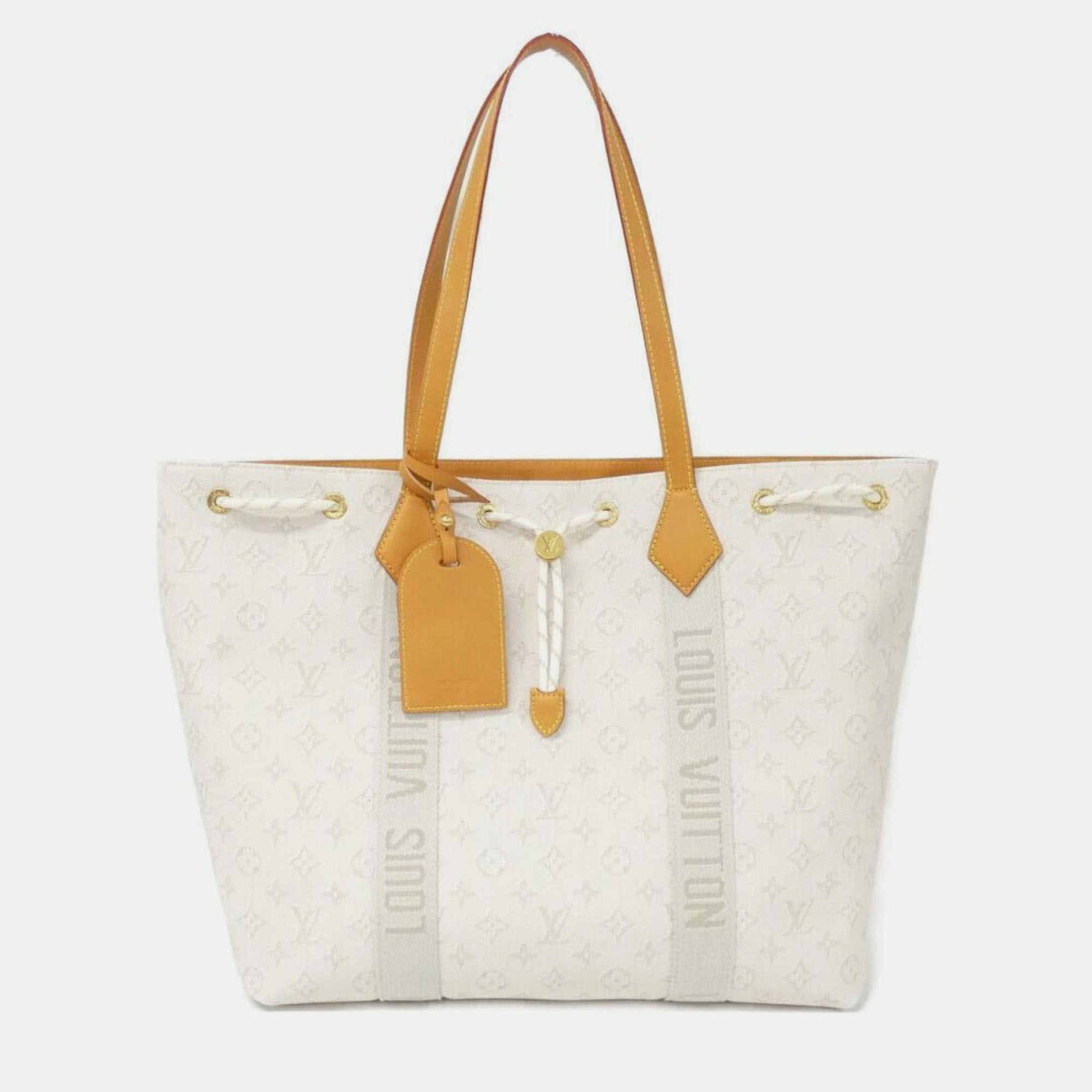 Pre-owned Louis Vuitton Monogram Heritage Marina Tote Handbag In White