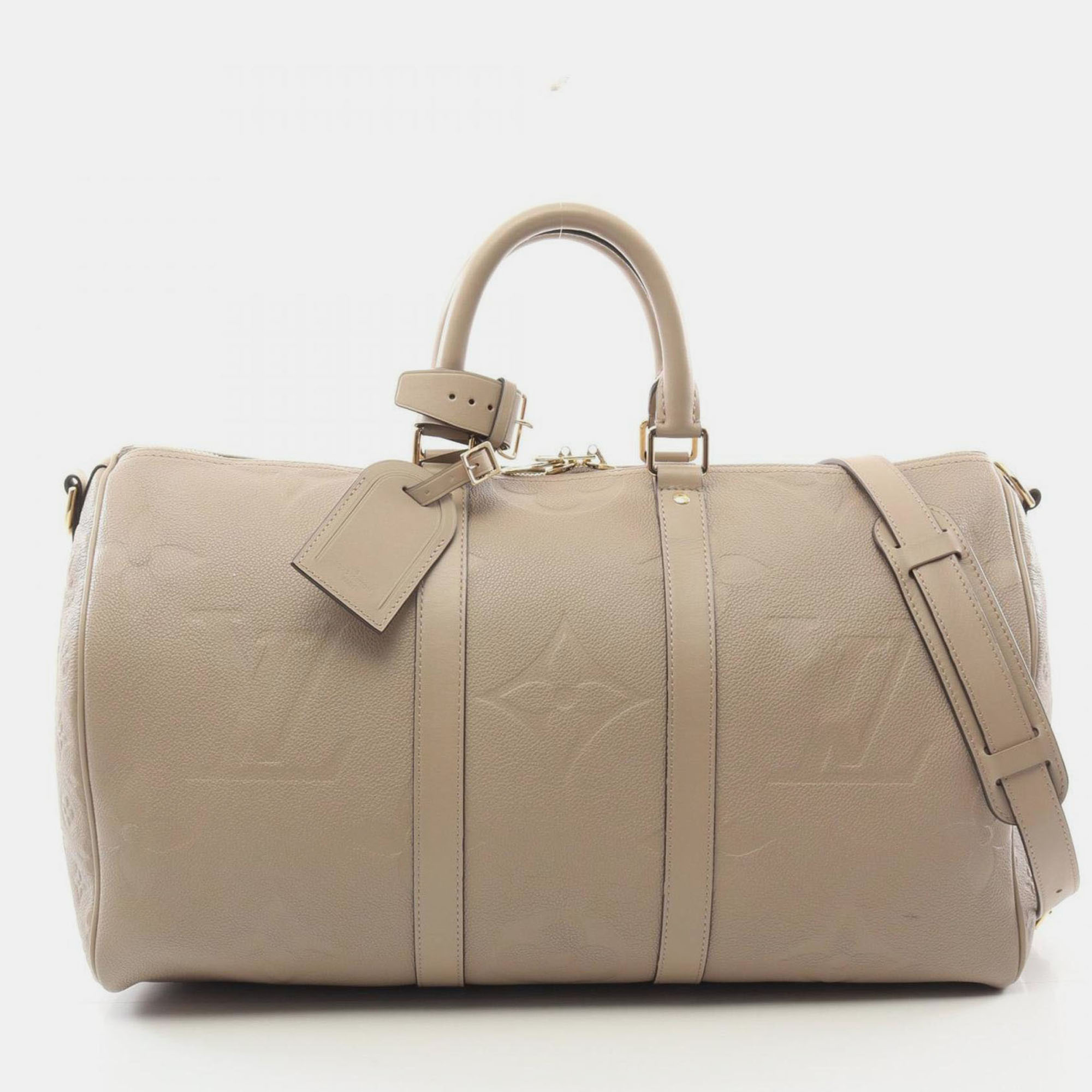 

Louis Vuitton Keepall Bandouliere 45 Boston Bag Leather Monogram Empreinte Beige