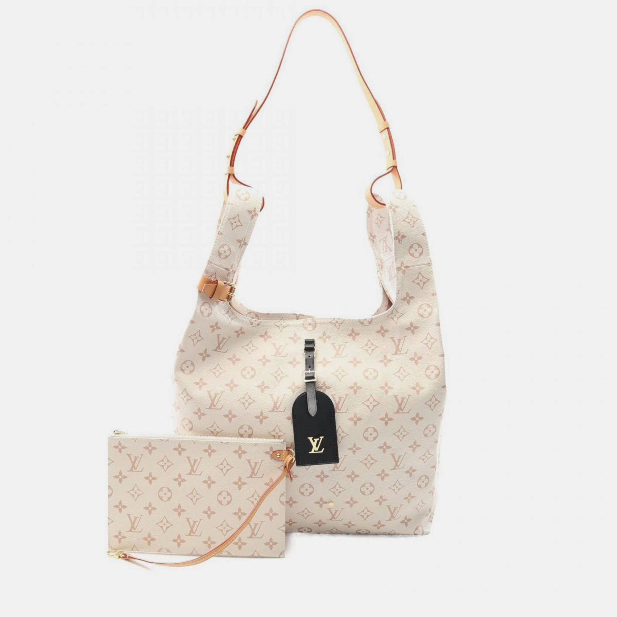 Pre-owned Louis Vuitton Atlantis Gm Tote Bag In Monogram Dune Coated Canvas White And Brown