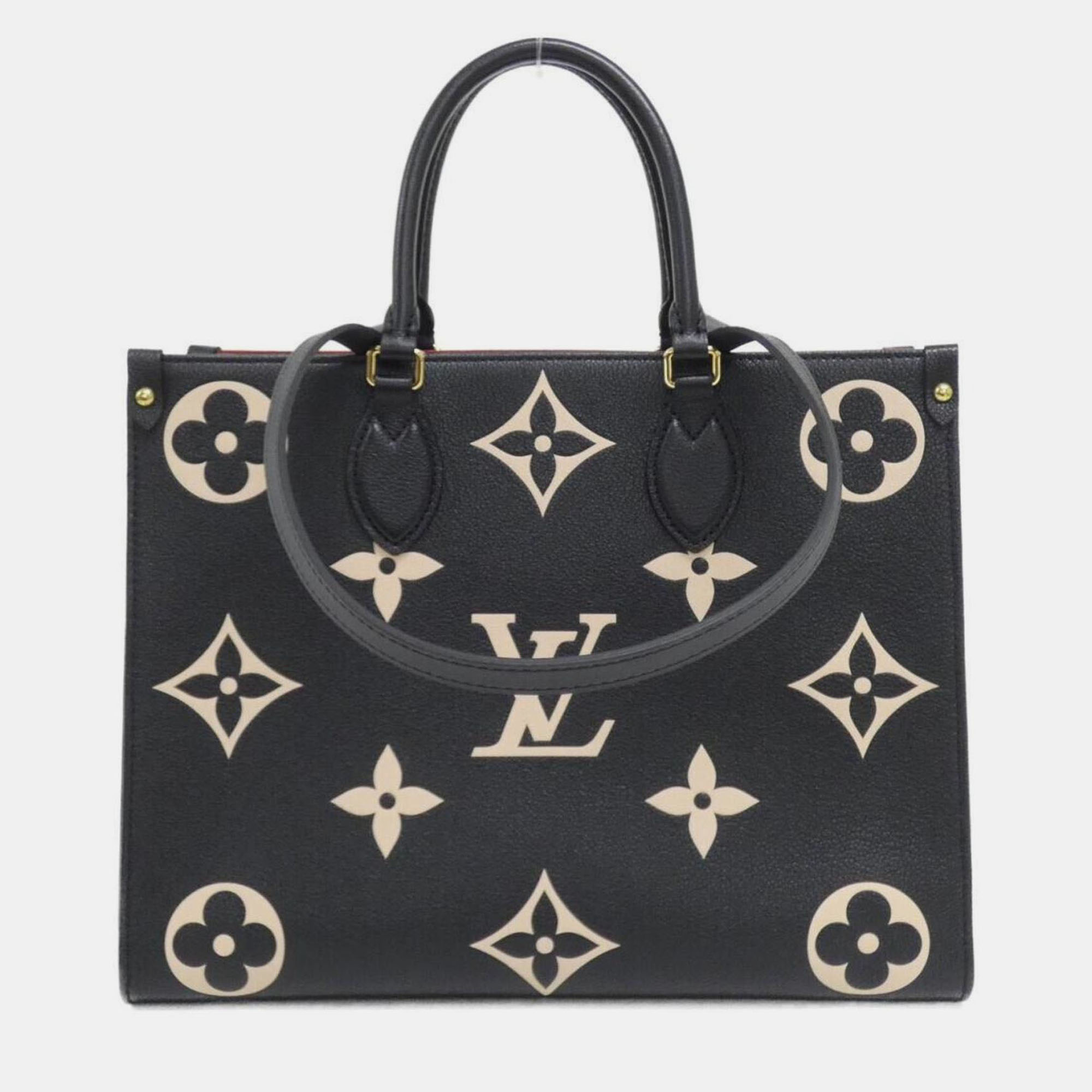

Louis Vuitton Two-Tone Monogram Empreinte On-The-Go Mm Handbag, Black