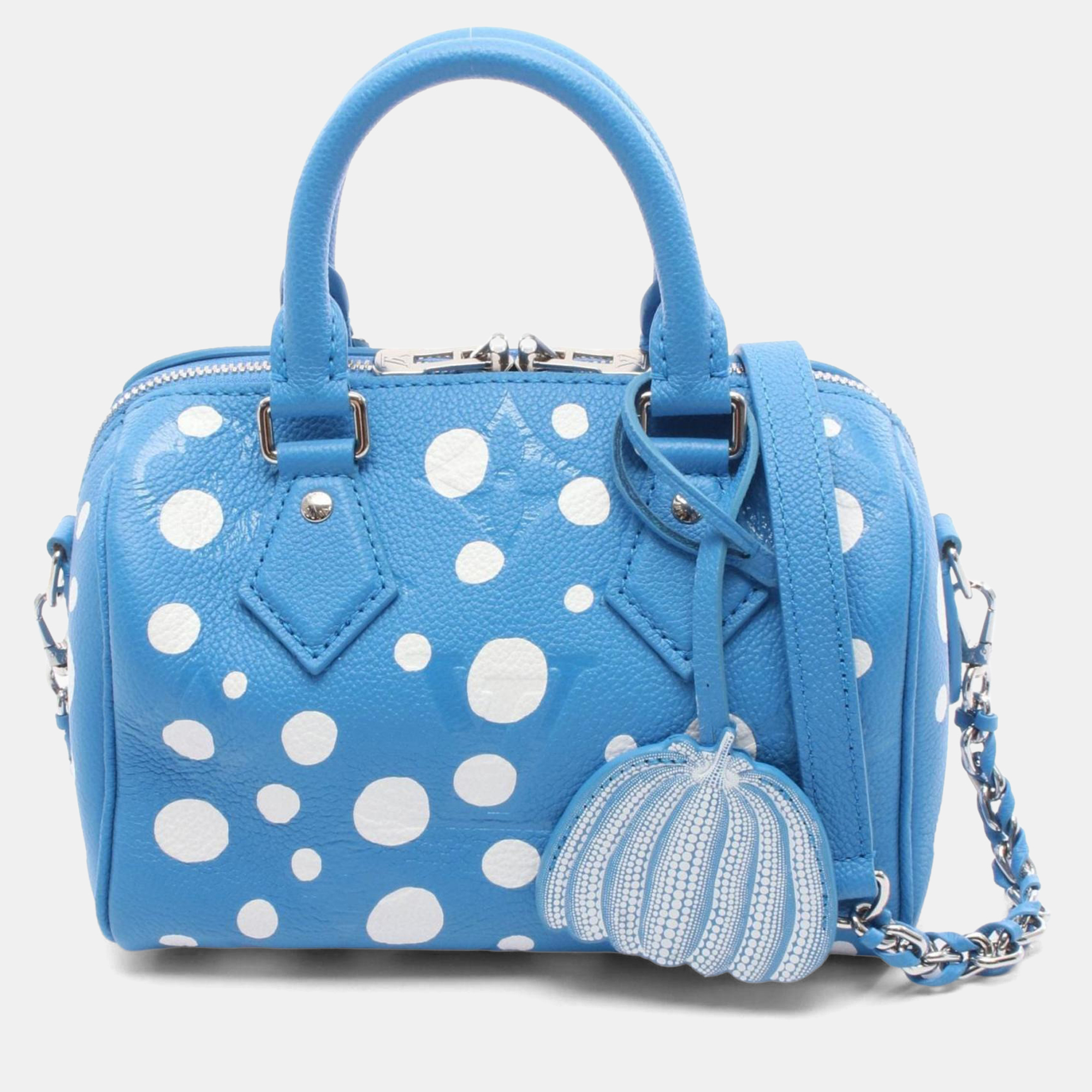 

Louis Vuitton Speedy Bandouliere 20 Handbag Leather Monogram Empreinte Blue And White