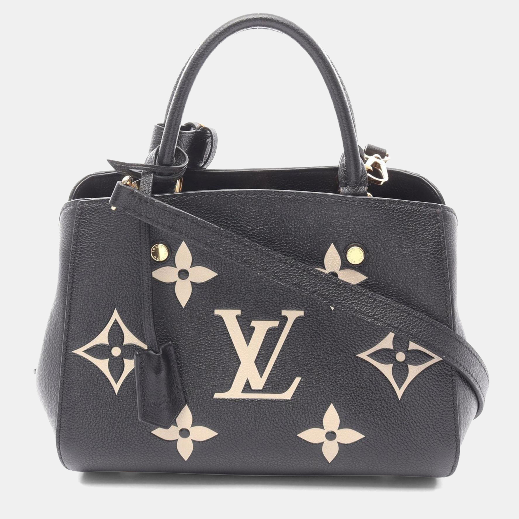 

Louis Vuitton Montaigne Bb Two-Tone Handbag In Monogram Empreinte Leather Black And Beige