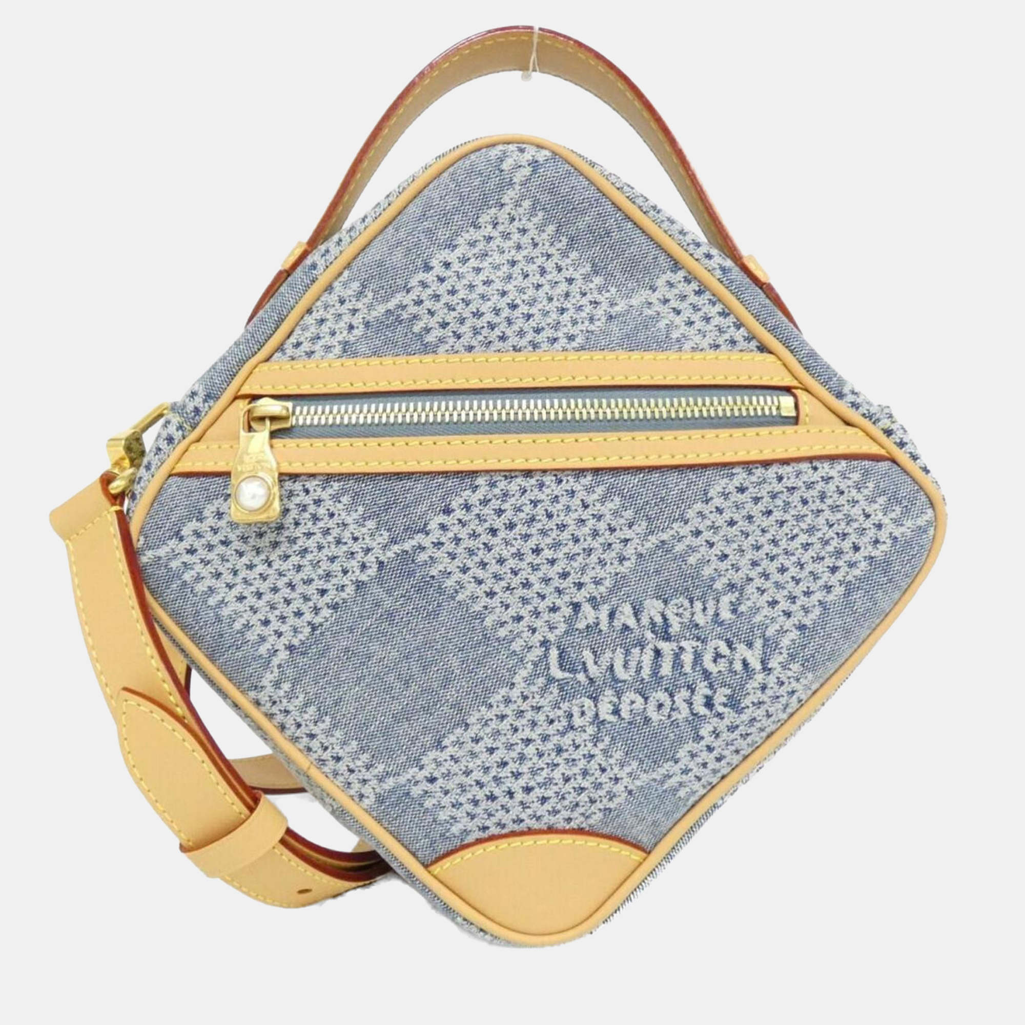 Pre-owned Louis Vuitton Damier Denim 3d Chess Messenger Shoulder Bag In Blue