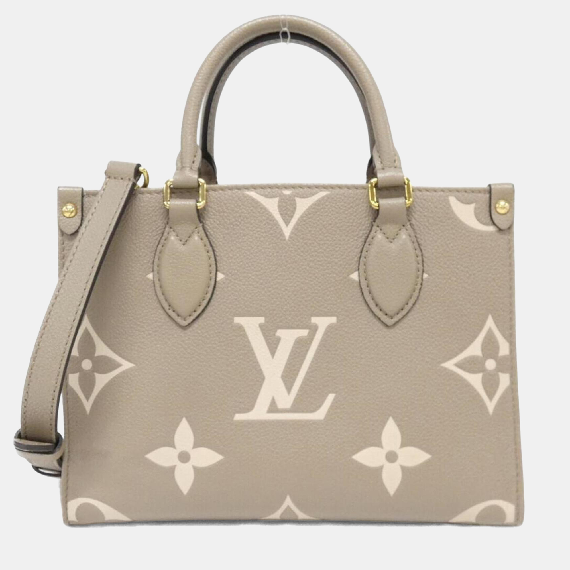 

Louis Vuitton Two-Tone Monogram Empreinte On-The-Go Pm Handbag, Cream