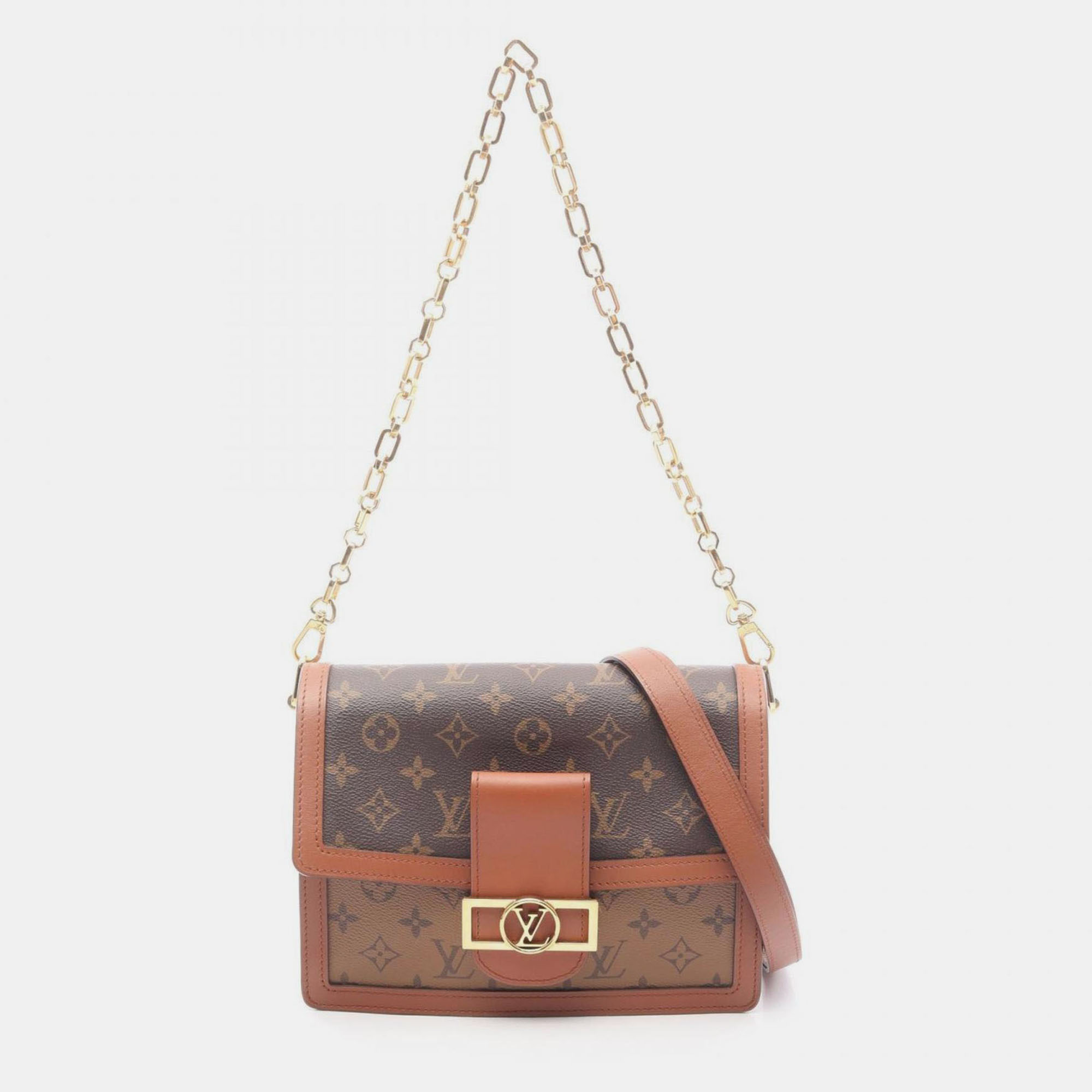 Louis Vuitton Dauphine Mm Shoulder Bag Coated Canvas And Leather Monogram Reverse Brown