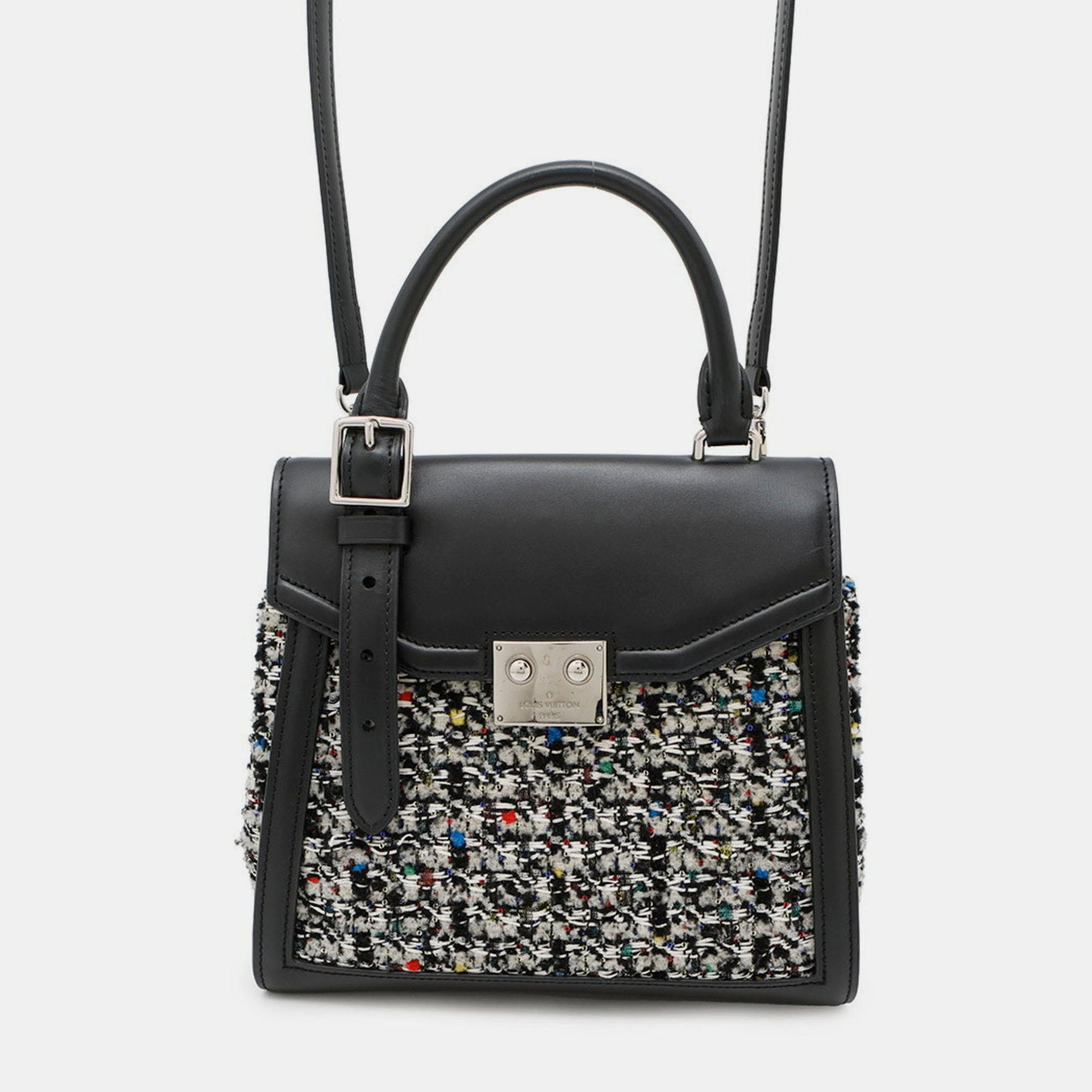 

Louis Vuitton Tweed And Leather Handbag Lv Arc Pm Shoulder Bag Black