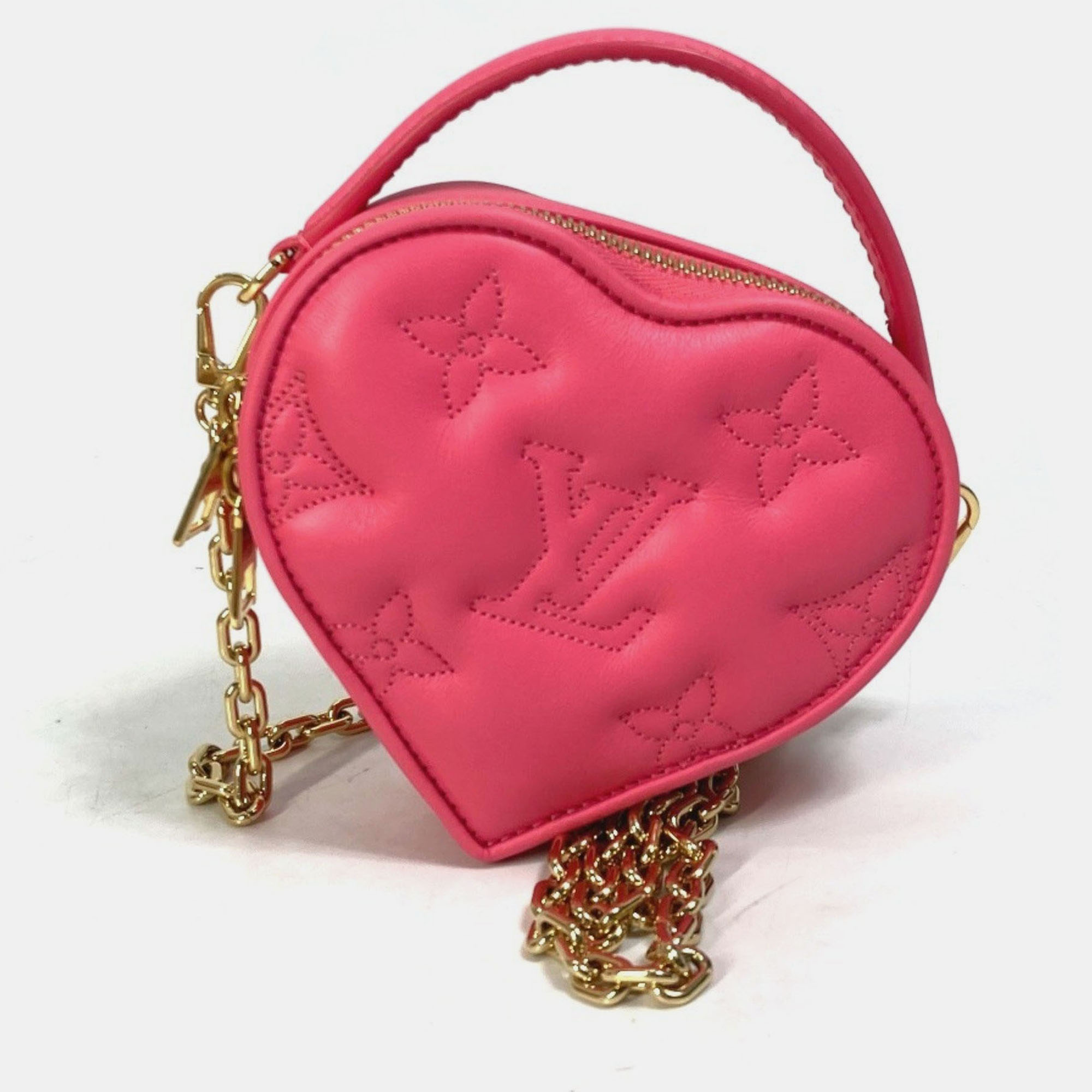 Pre-owned Louis Vuitton Monogram Bubblegram Pop My Heart Pouch Chain 2-way Bag Handbag/shoulder Leather Dragon Fruit Pink