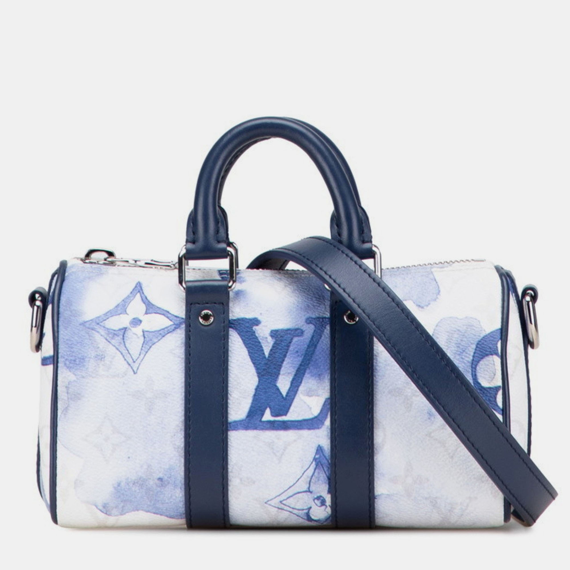 

Louis Vuitton Monogram Watercolor Keepall  Handbag/Shoulder Bag White/Blue Leather
