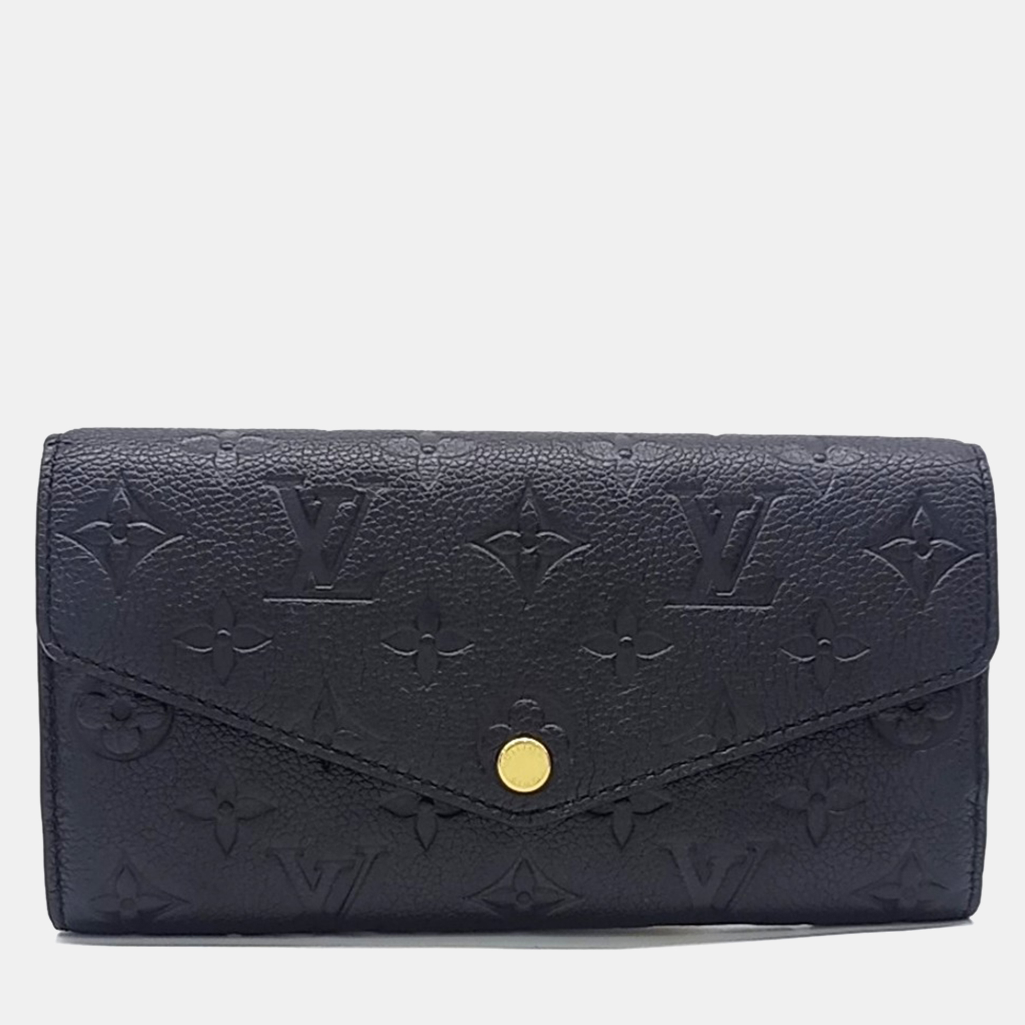 Pre-owned Louis Vuitton Black Leather Empreinte Sarah Wallet