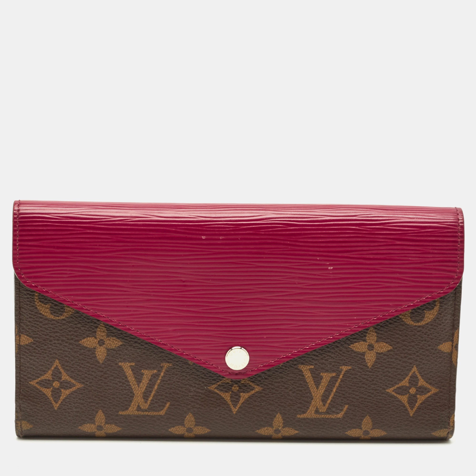 Pre-owned Louis Vuitton Marie-lou Fuchsia Monogram Canvas And Epi Leather Wallet In Pink