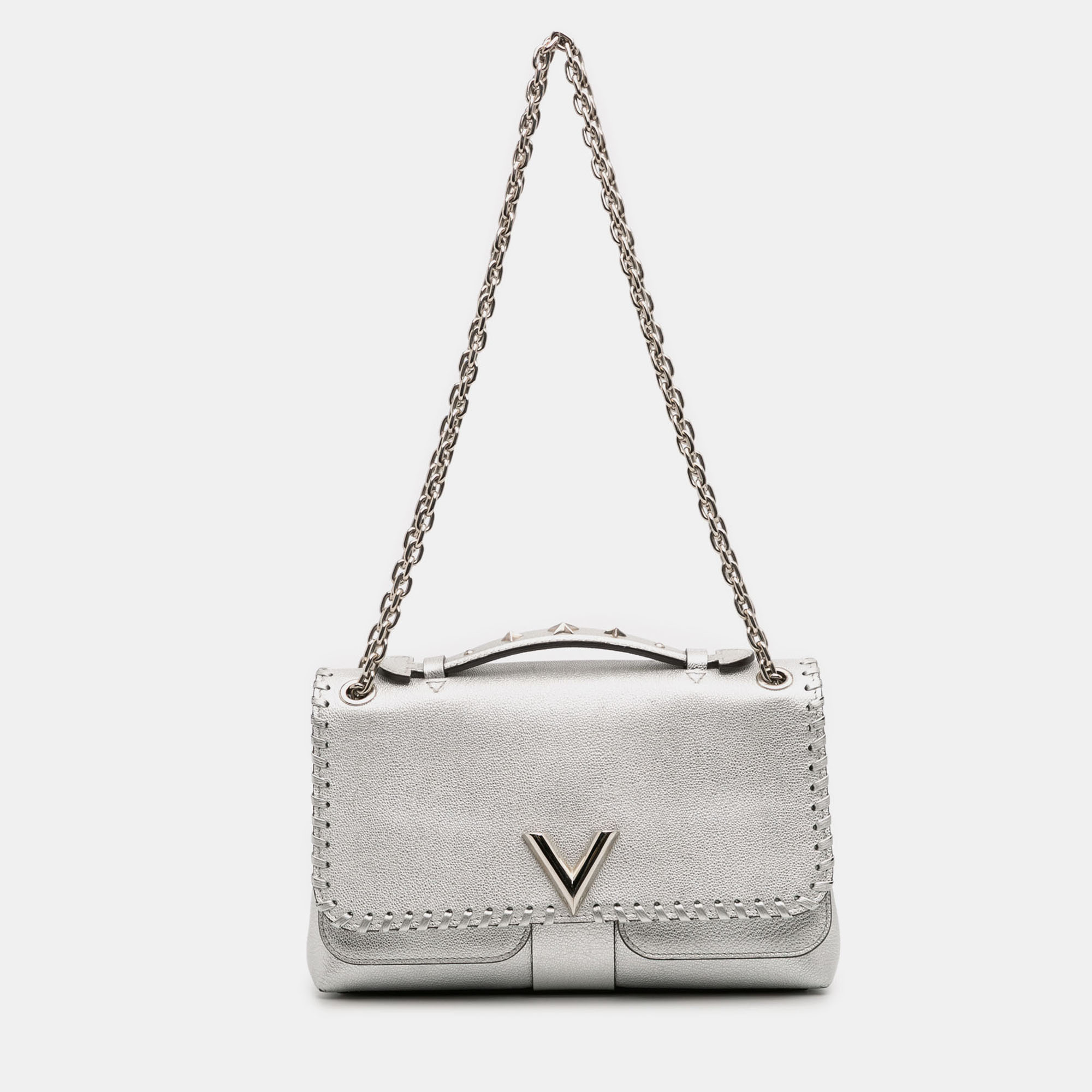 

Louis Vuitton Silver Metallic Cuir Plume Ecume Very Chain Bag