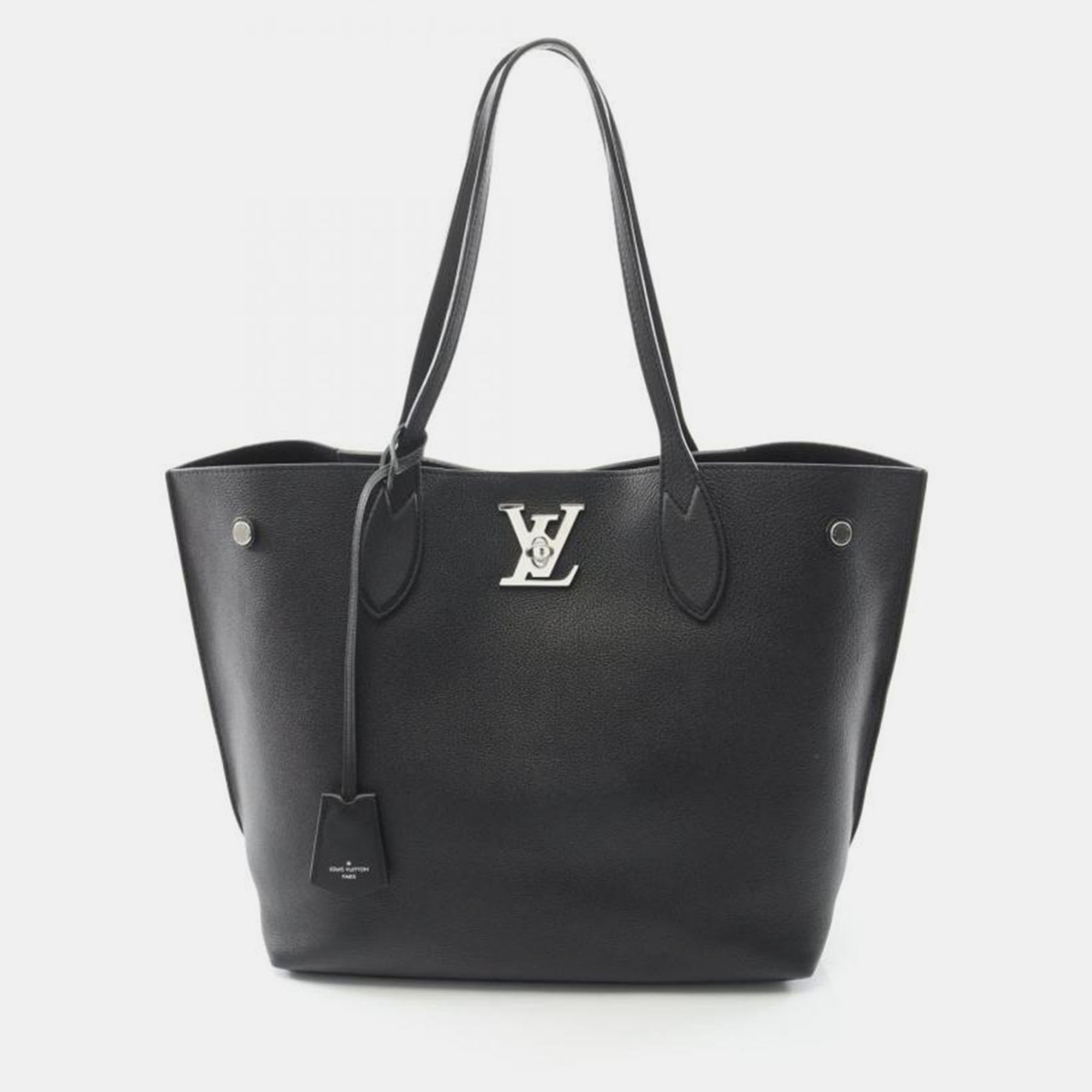 

Louis Vuitton LockMe Go Black Leather Tote Bag