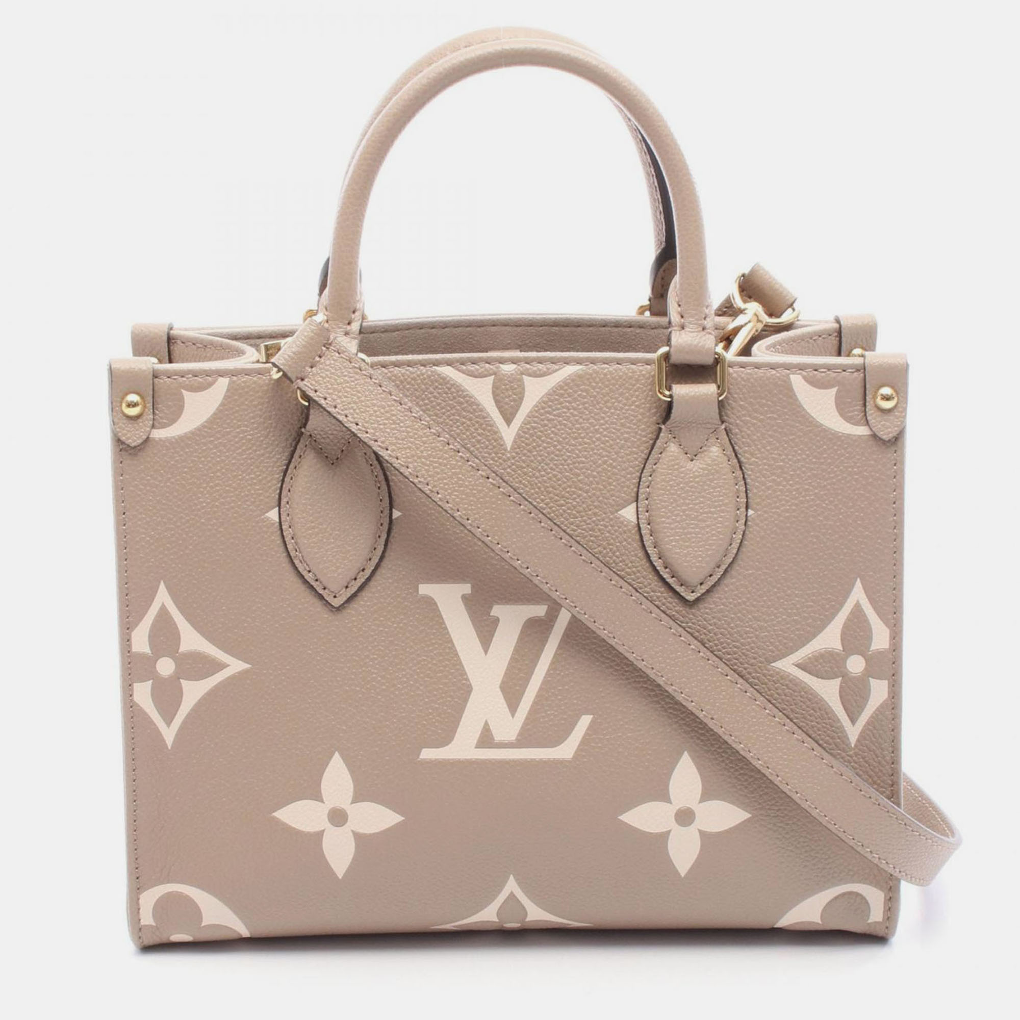 

Louis Vuitton OnTheGo PM Bicolor Monogram Empreinte Leather Shoulder Bag, Beige