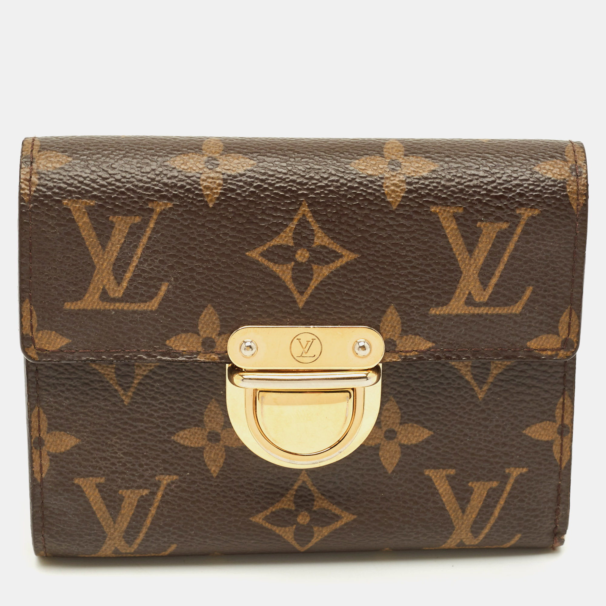 Pre-owned Louis Vuitton Koala Monogram Canvas Compact Wallet In Brown