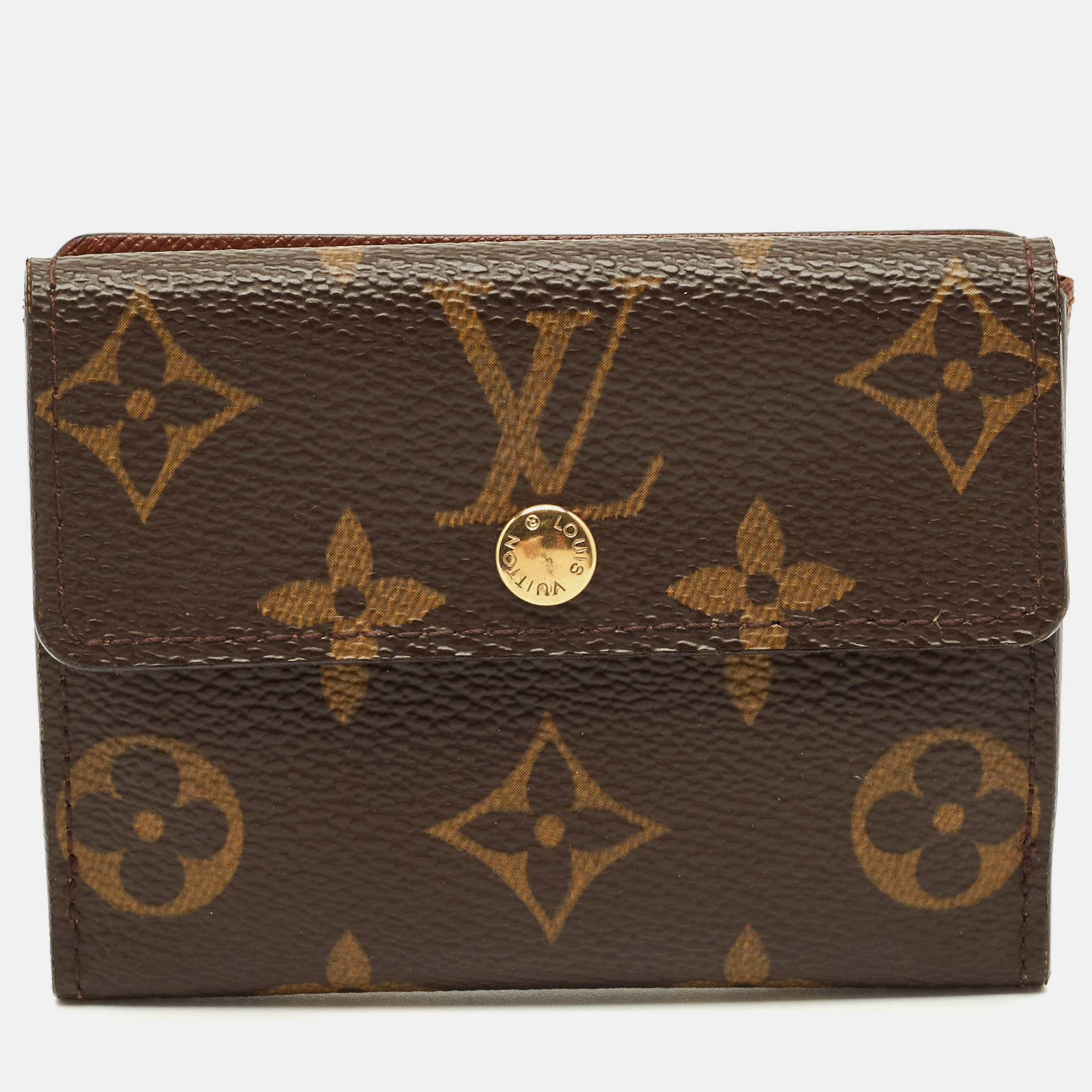 Pre-owned Louis Vuitton Monogram Canvas Flap Card Holder In Brown
