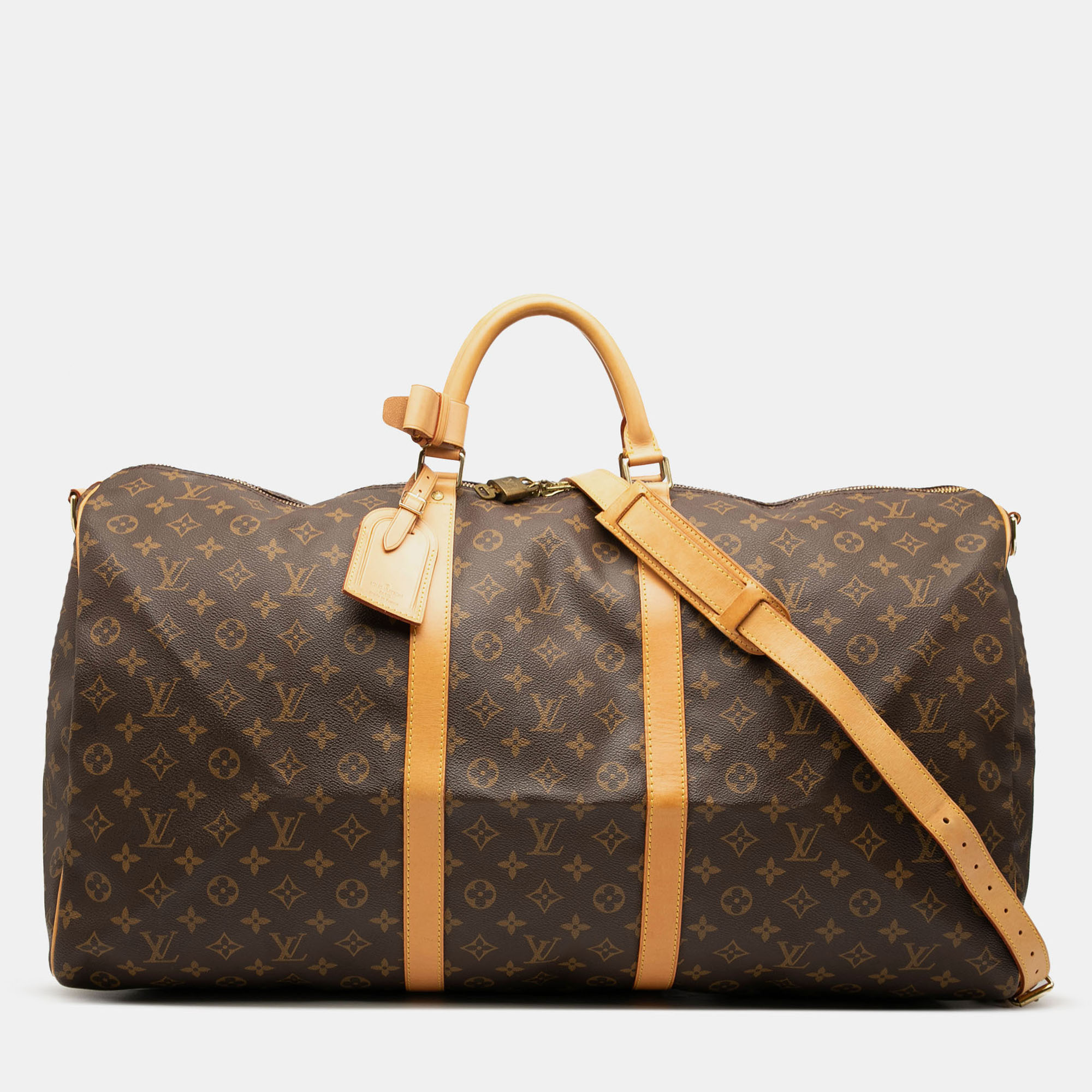 Pre-owned Louis Vuitton Monogram Keepall Bandouliere 60 In Brown