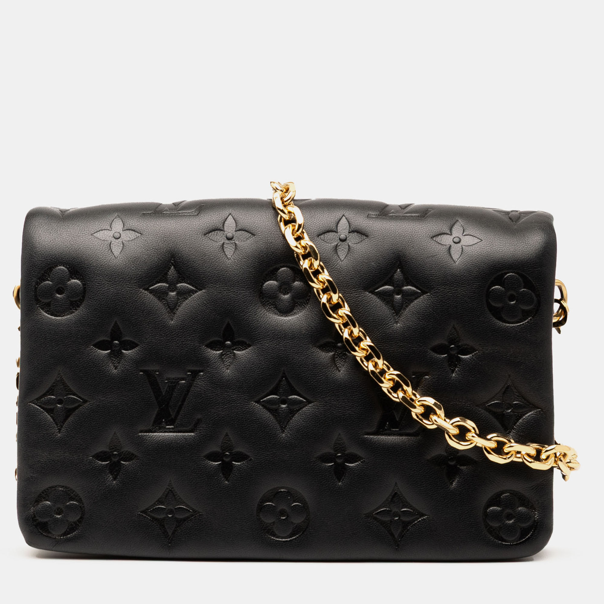 

Louis Vuitton Black Monogram Embossed Pochette Coussin