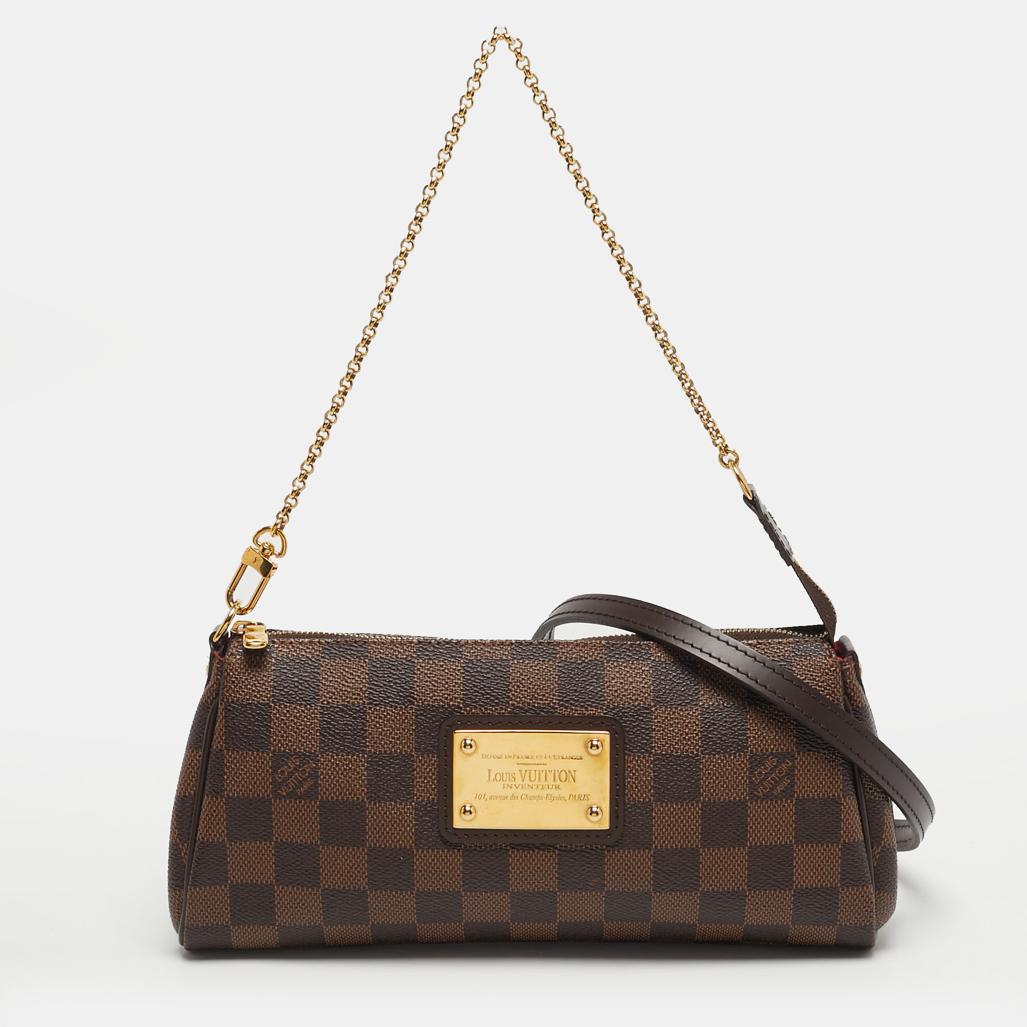 

Louis Vuitton Eva Damier Ebene Canvas Pochette Bag, Brown