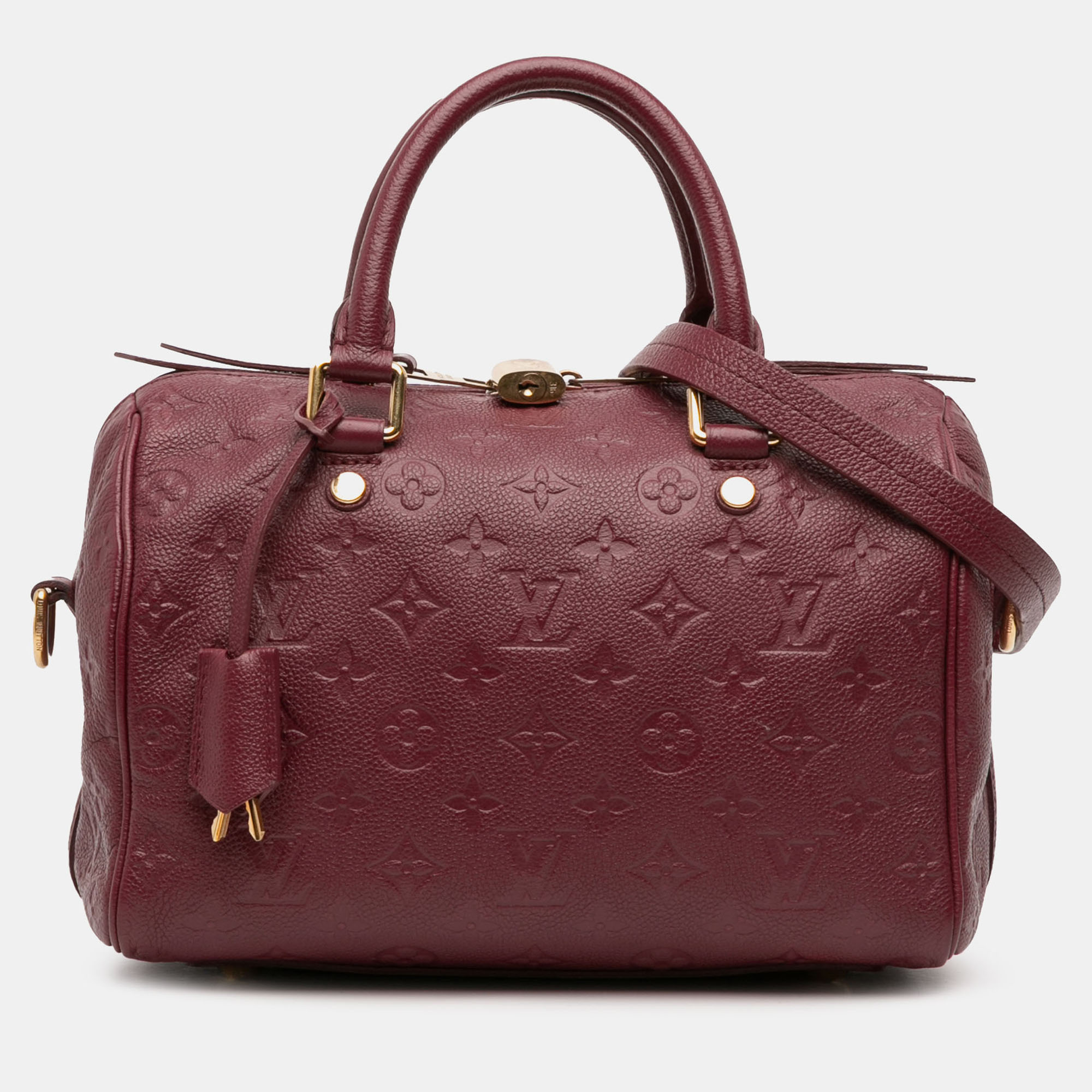 

Louis Vuitton Red Monogram Empreinte Speedy Bandouliere 25