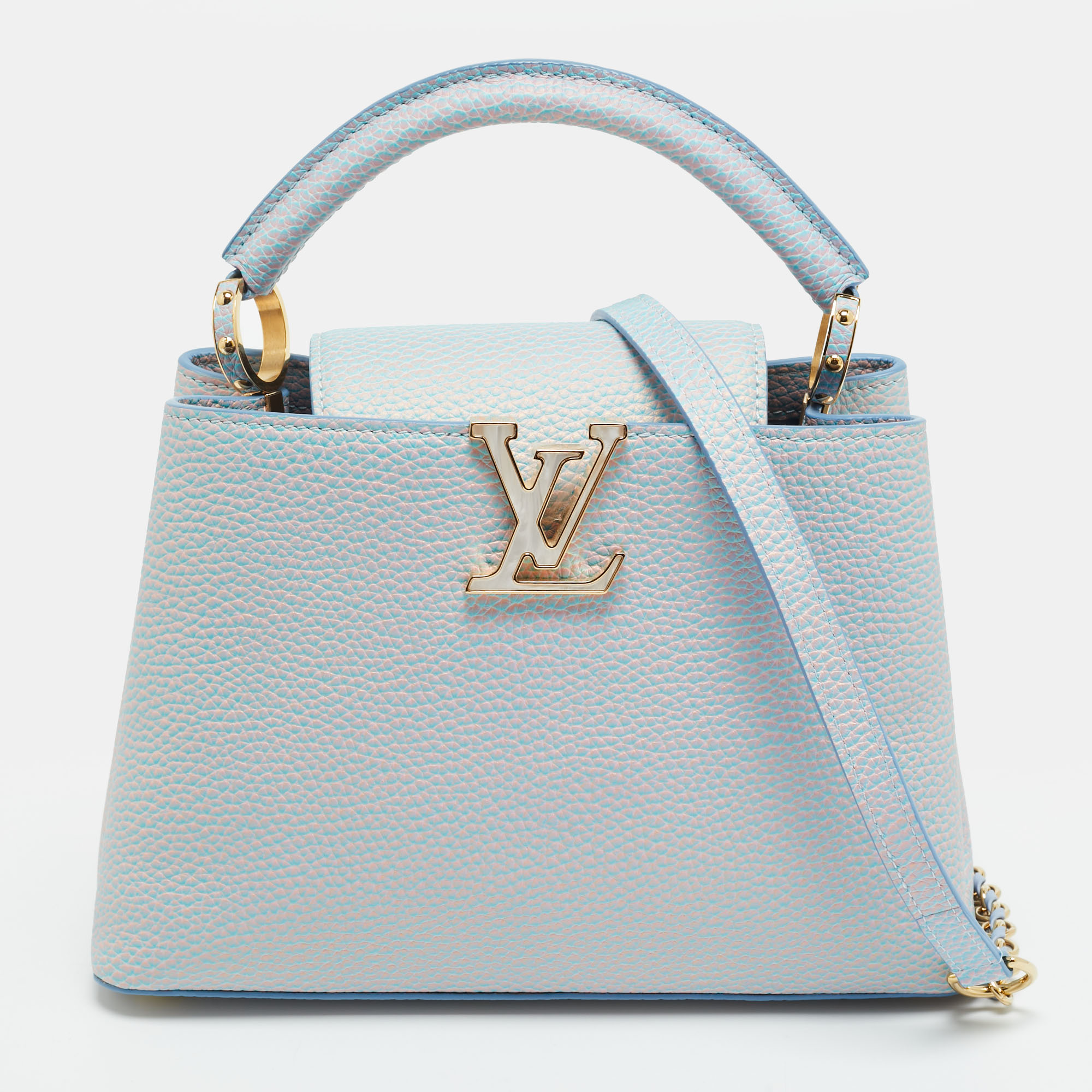 

Louis Vuitton Capucines BB Blue Iridescent Taurillon Leather Top Handle Bag