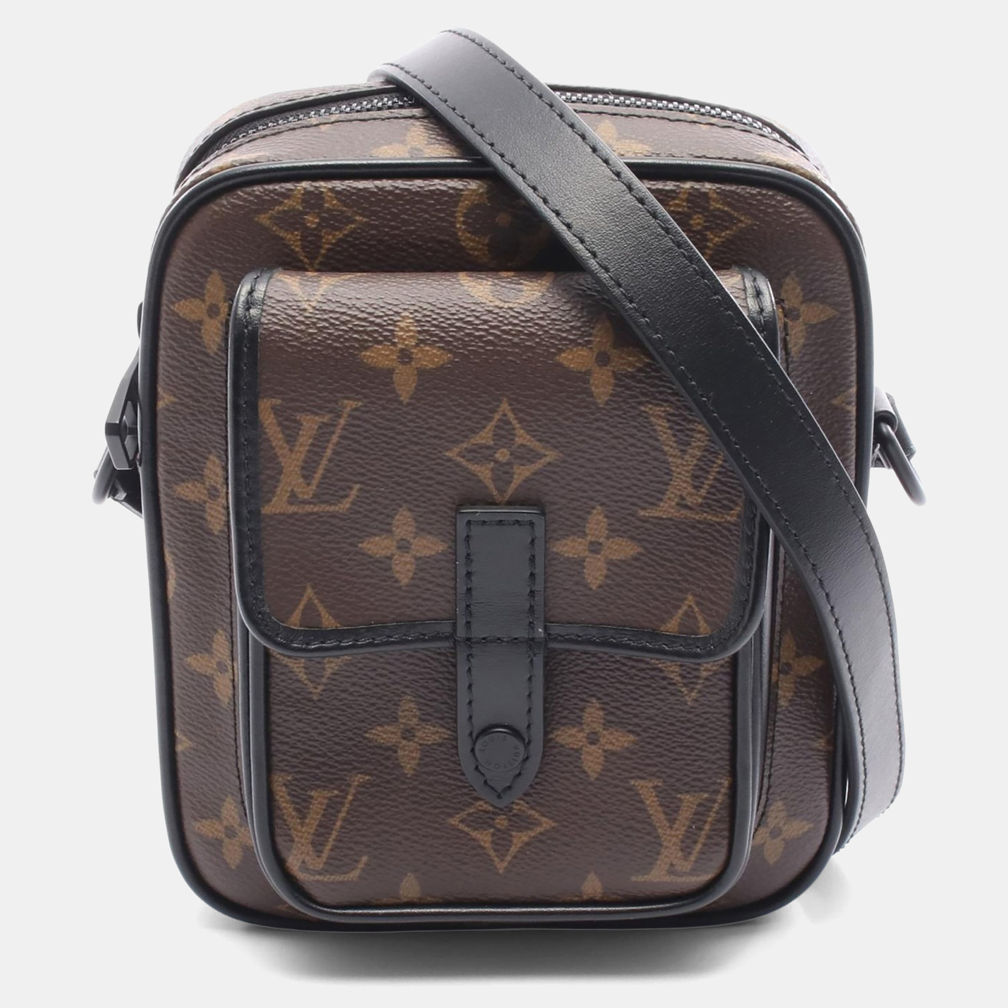 Pre-owned Louis Vuitton Christopher Wearable Wallet Monogram Macassar Monogram Canvas Shoulder Bag In Brown