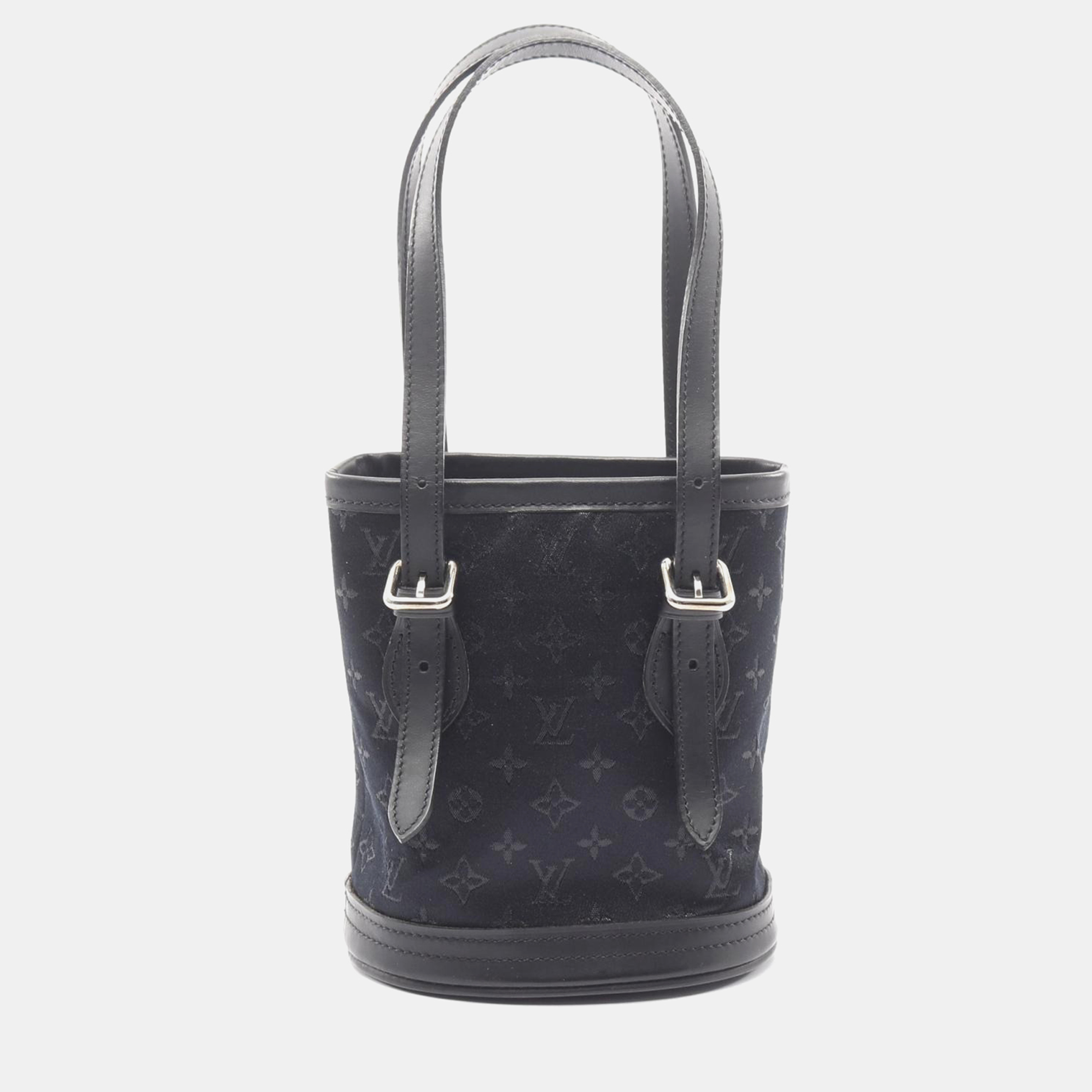 

Louis Vuitton Bucket Black Monogram Satin Shoulder Bag