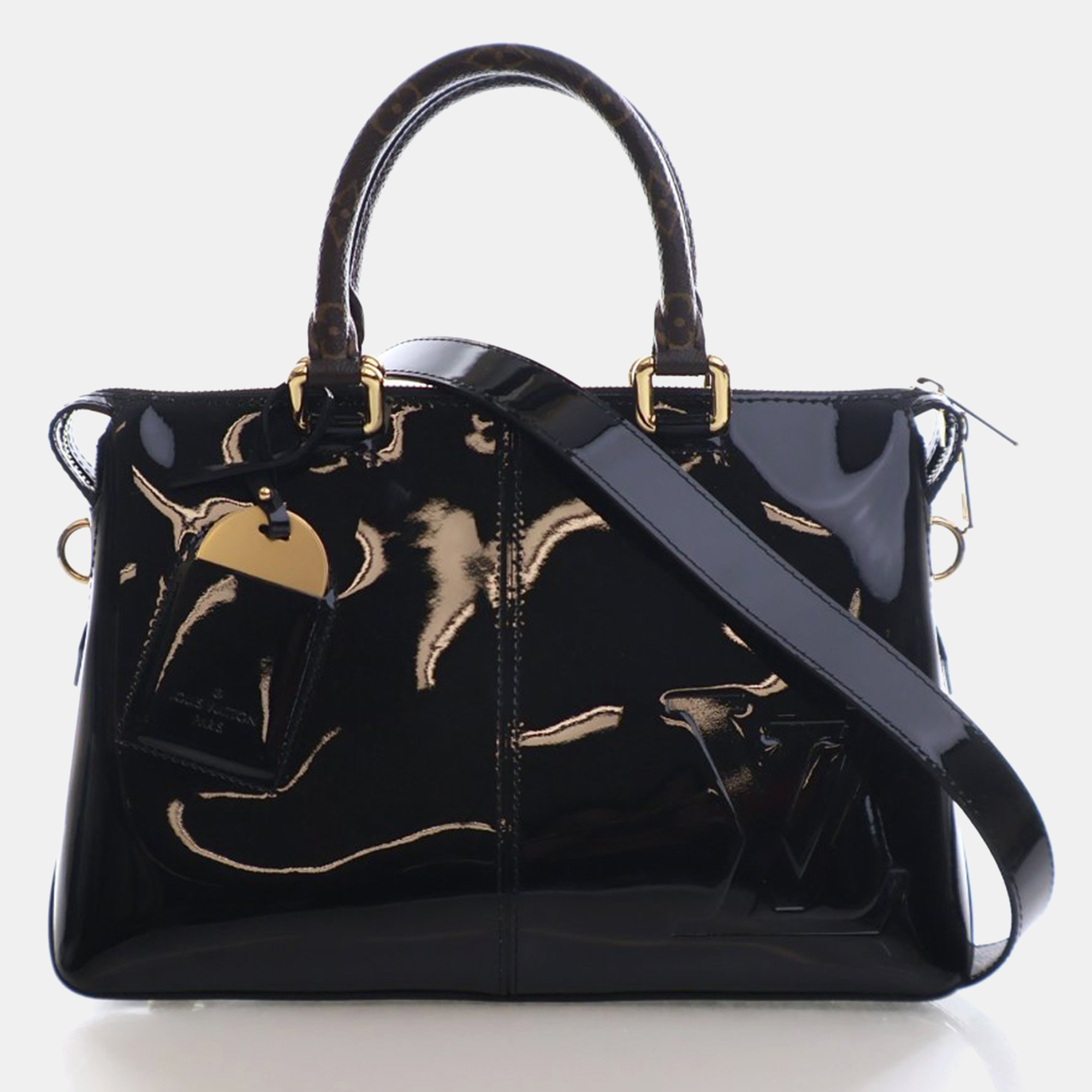 

Lous Vuitton Vernis Miroir Tote With Strap, Black