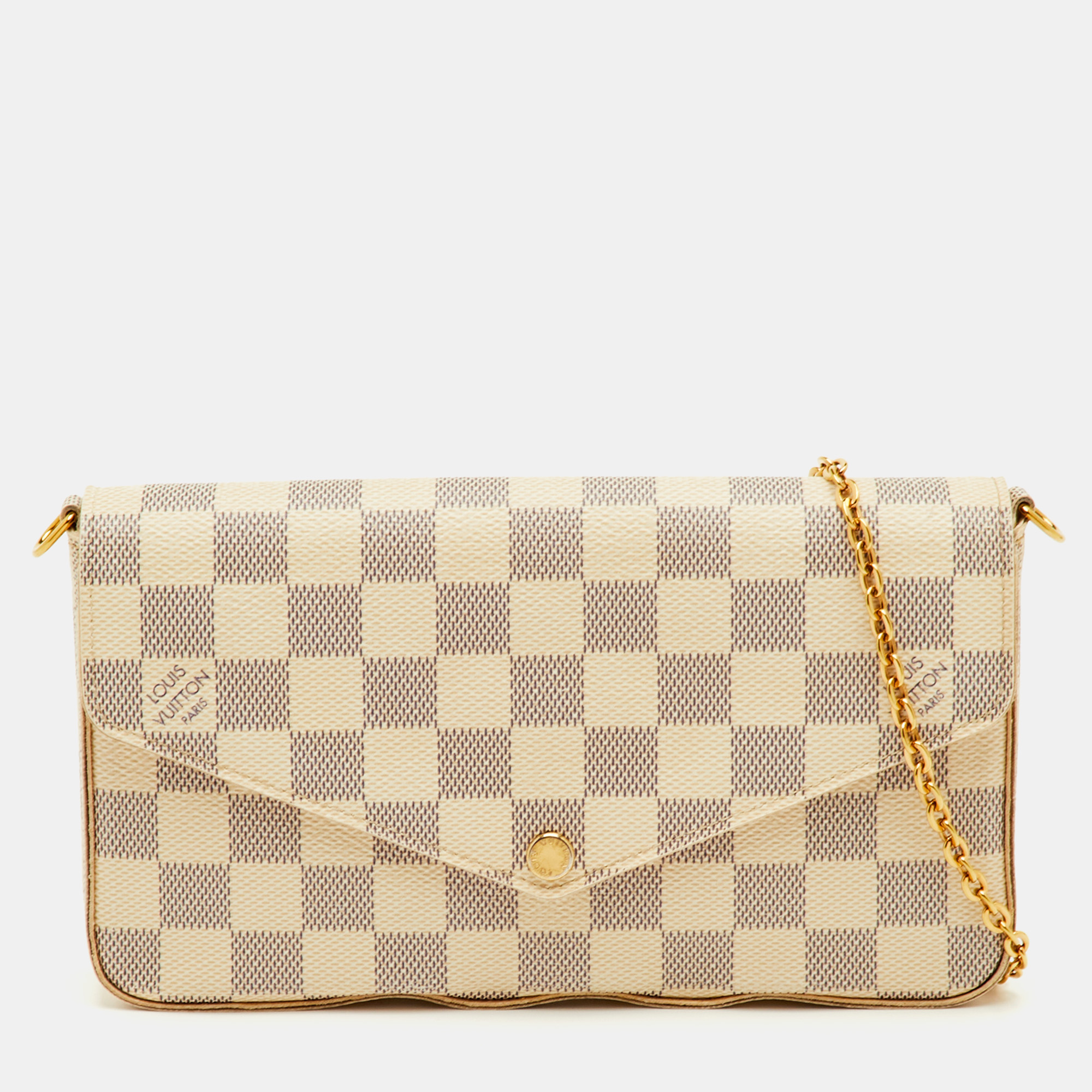 

Louis Vuitton Pochette Félicie Damier Azur Canvas Bag, White