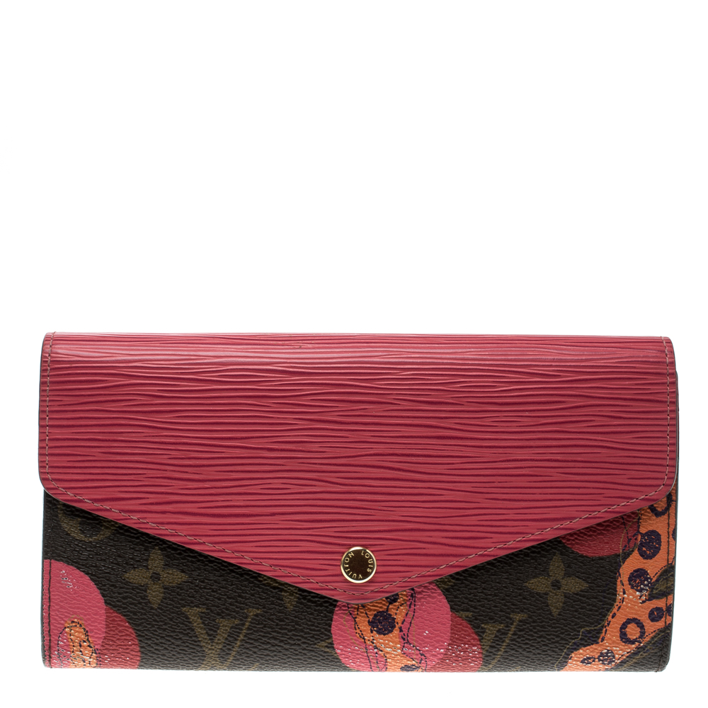 Pre Owned Louis Vuitton Coquelicot Monogram Canvas and Epi Leather Ramages Sarah Wallet
