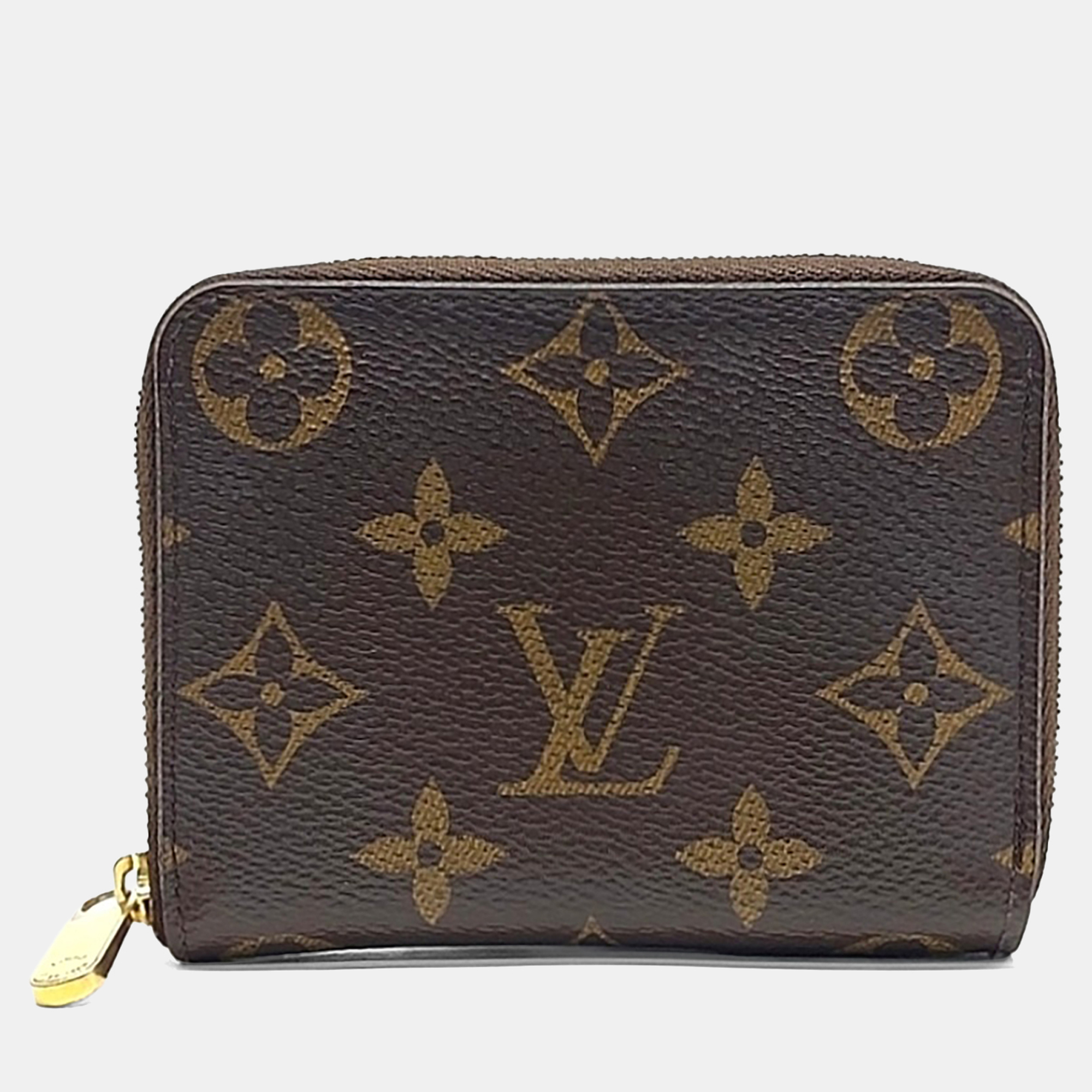 Pre-owned Louis Vuitton Brown Leather Monogram Zippy Coin Purse