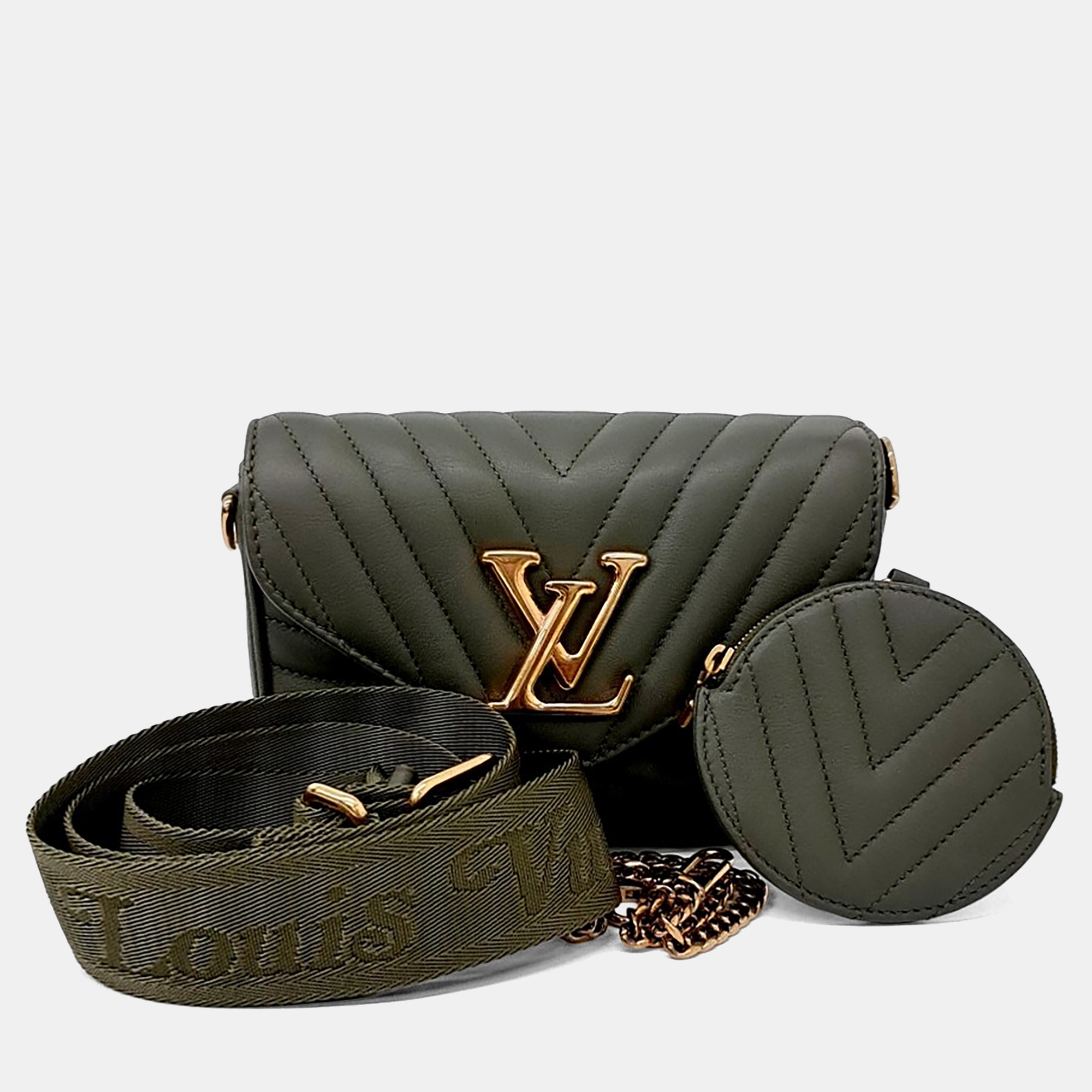 

Louis Vuitton Green Leather New Wave Multi Pochette