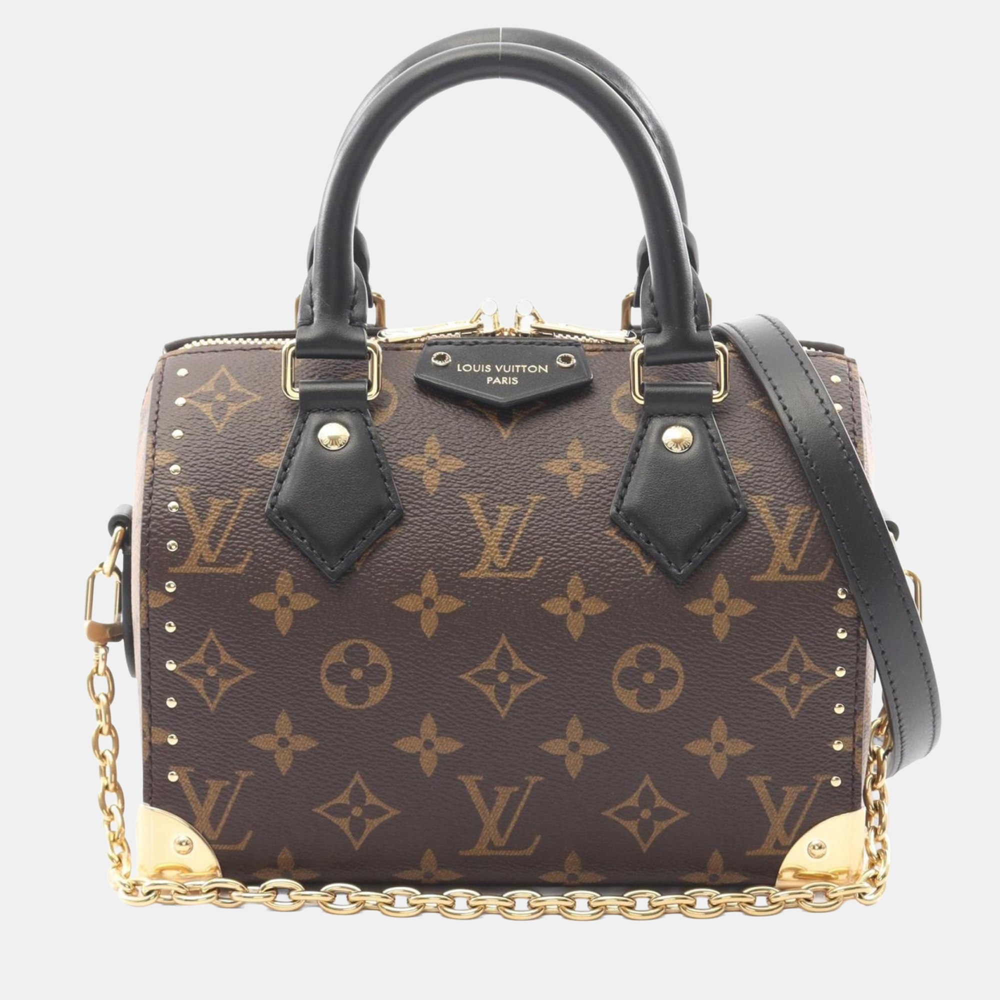 

Louis Vuitton Speedy Trunk 20 Handbag Coated Canvas And Leather Monogram Brown Black