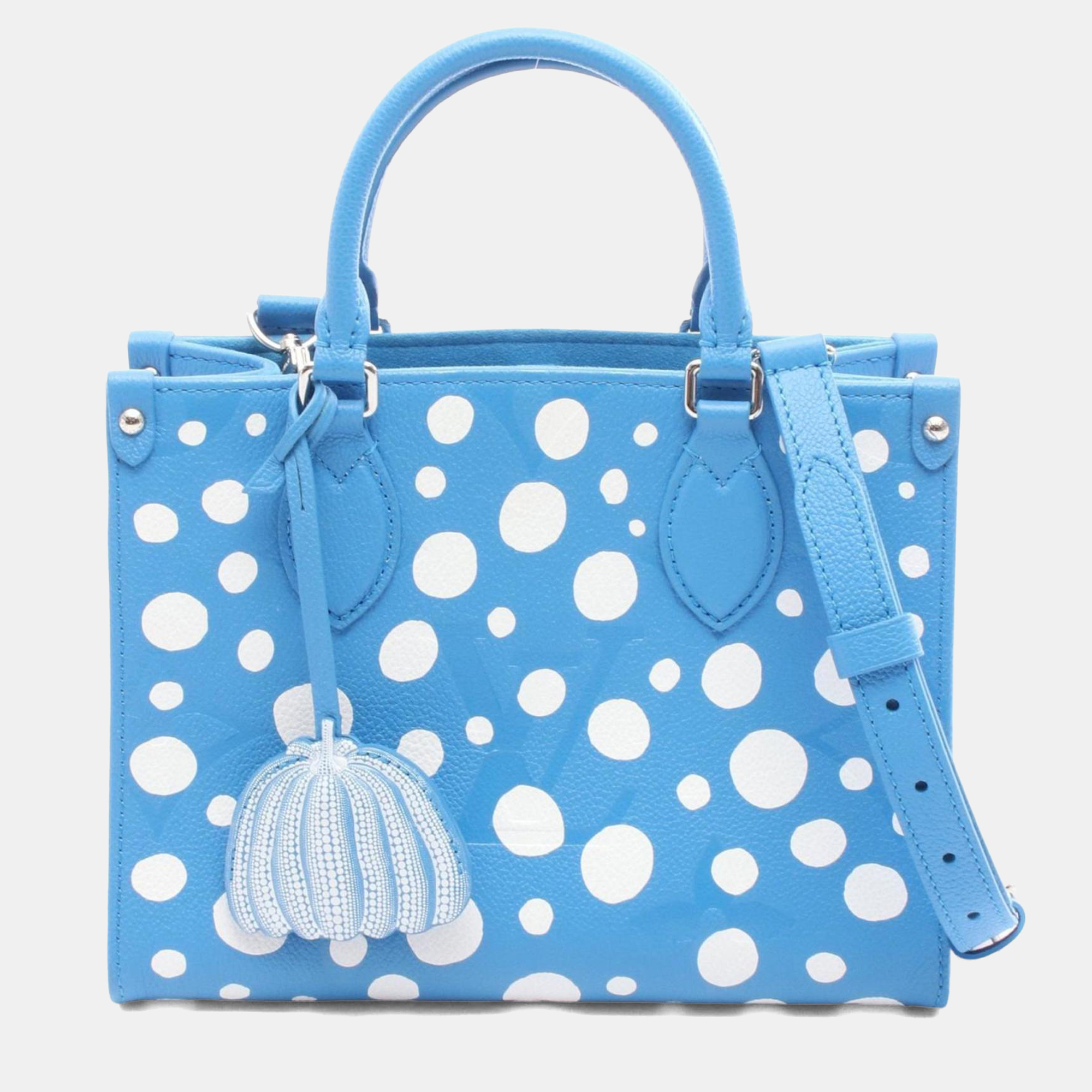 

Louis Vuitton X Yayoi Kusama On The Go Pm Handbag Leather Blue And White
